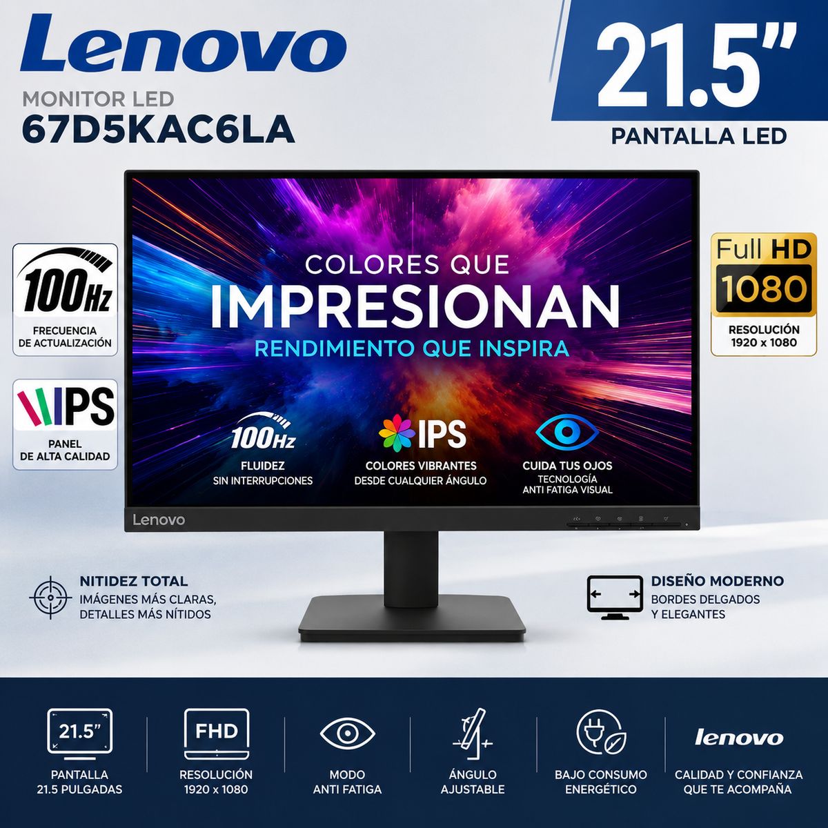 LENOVO - MONITOR LENOVO 21.5 L22-4E HDMIVGA 67D5KAC6LA