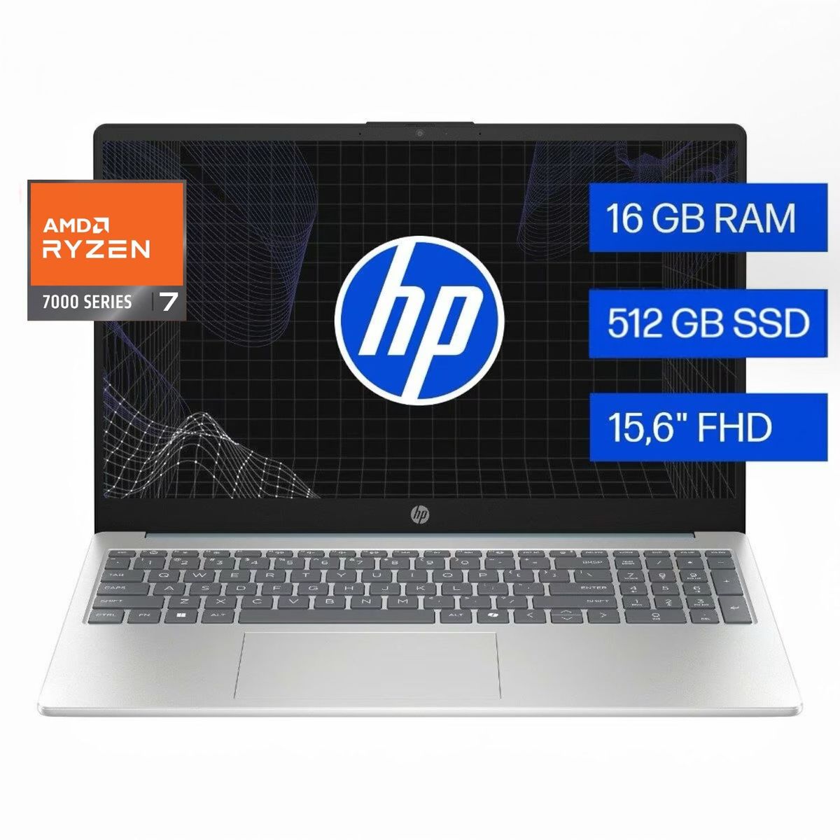 HP - Laptop Hp AMD Ryzen 7 16GB 512GB SSD 15.6" FHD 15-fc0272la