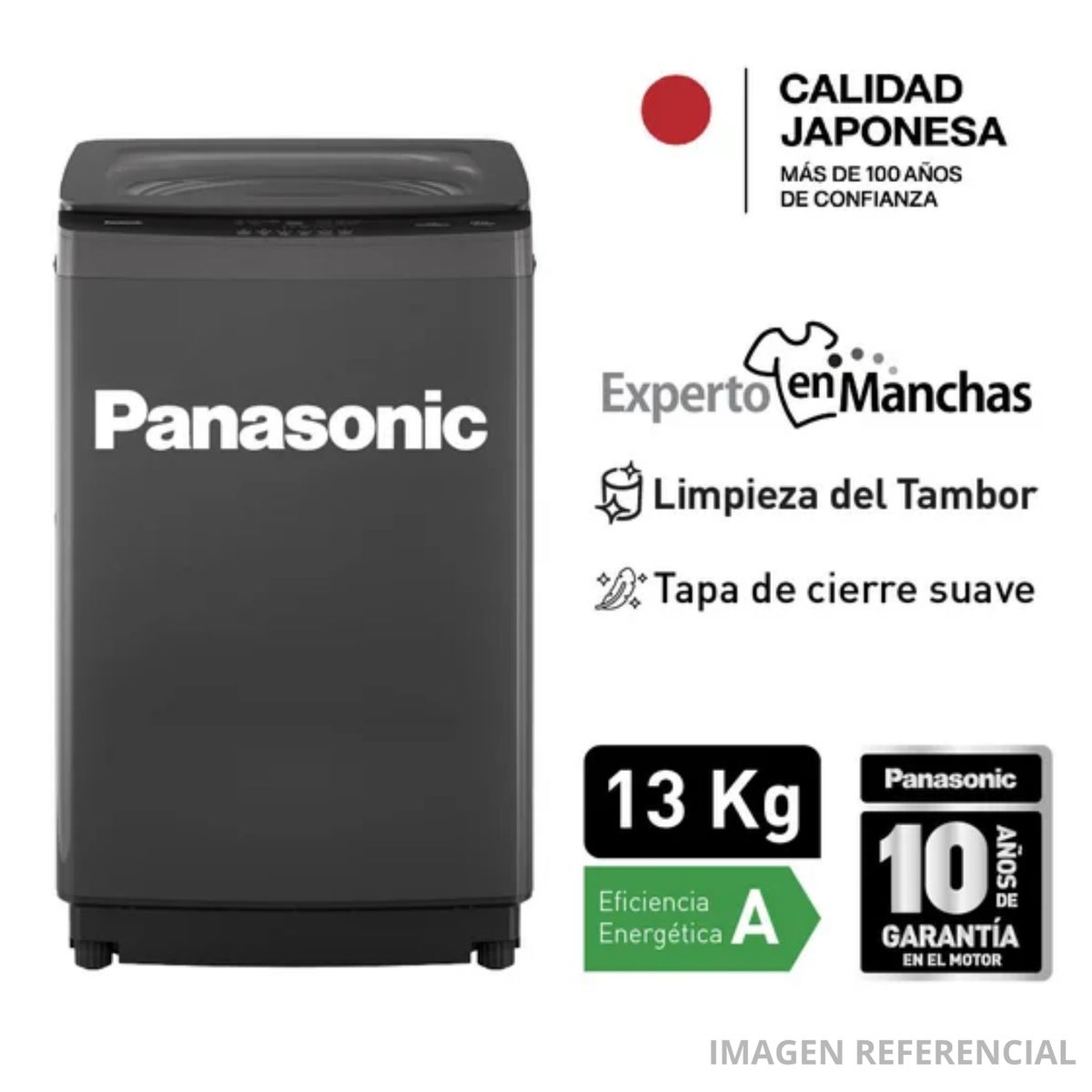 Panasonic - Lavadora Carga Superior Panasonic 13 kg NA-F13JB1BRH Gris Oscuro
