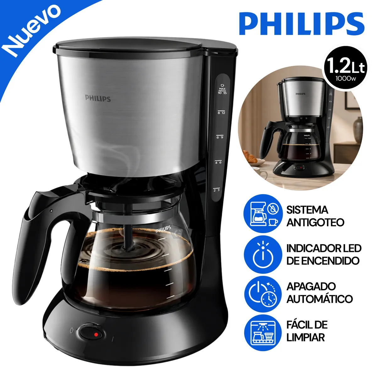 PHILIPS - Cafetera Philips Daily Collection  HD7462_20 1.2L