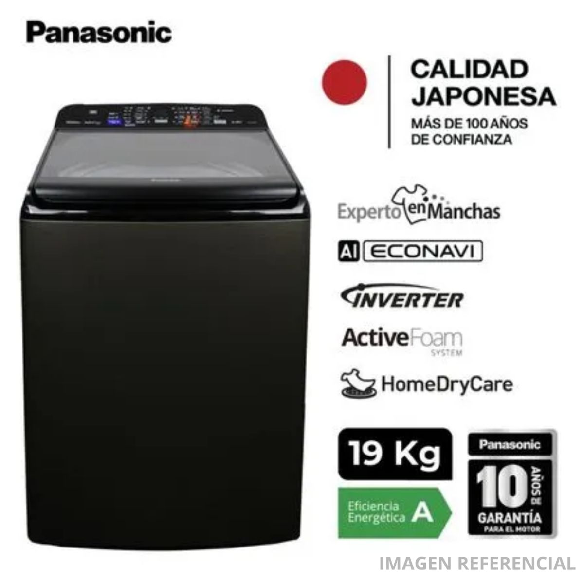 Panasonic - Lavadora Automática Panasonic Carga Superior 19 kg NA-FS19P8TRH