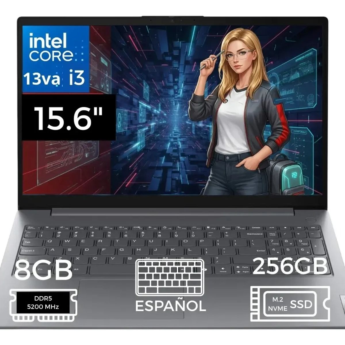 LENOVO - LENOVO V15 G5 IRL CORE I3-1315U 8GB DDR5 256GB SSD15.6 LUNA GREY