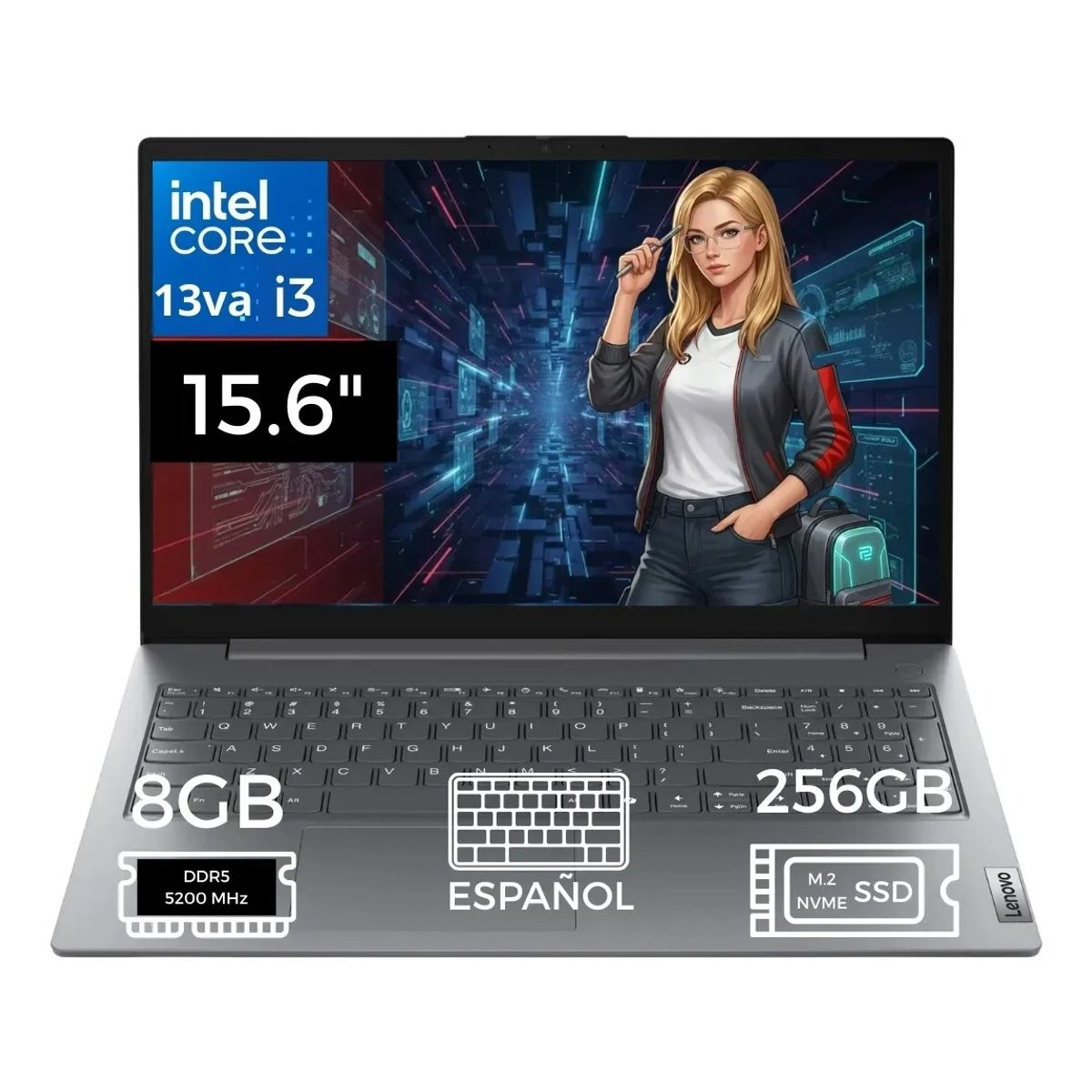LENOVO - LENOVO V15 G5 IRL CORE I3-1315U 8GB DDR5 256GB SSD15.6 LUNA GREY