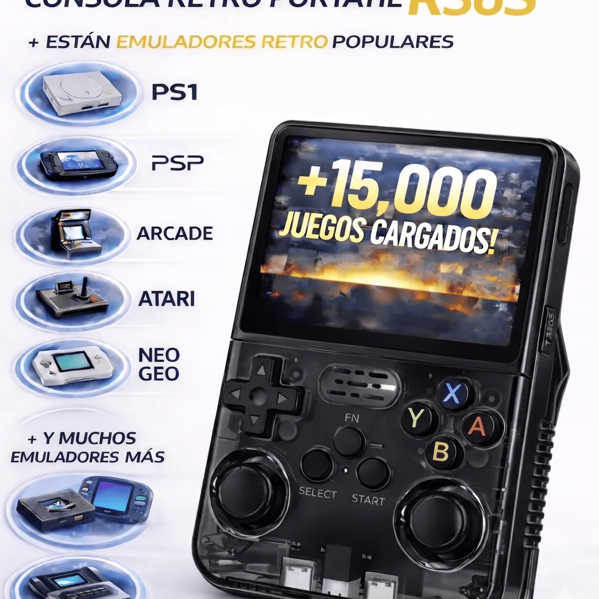 Consola Portatil Retro Game R36S 64 GB Negro, marca GENERICO - Foto 2