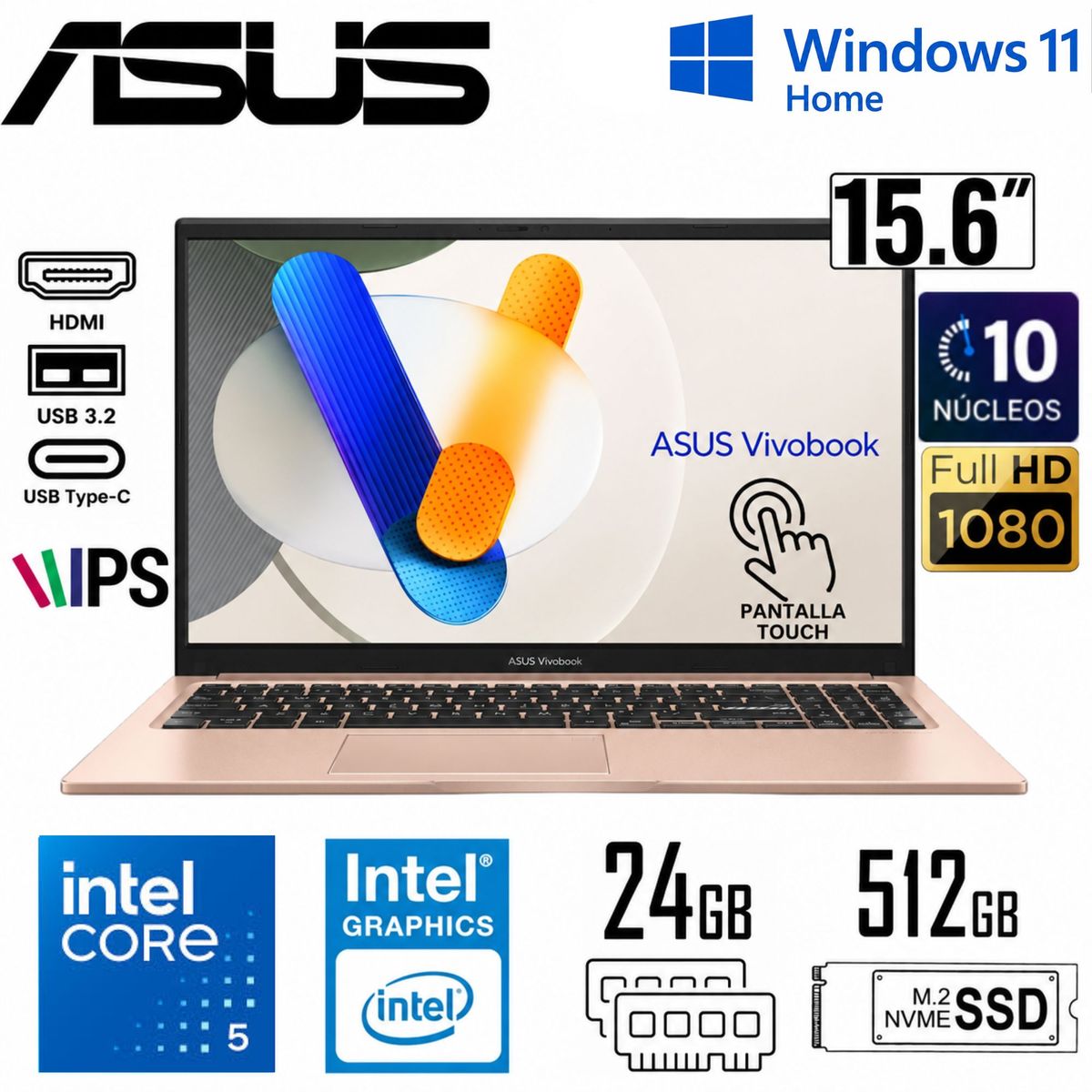LENOVO - Laptop ASUS Vivobook X1504VA-E84465 15.6″ Intel Core 5-120U 24GB 512GB FreeDOS