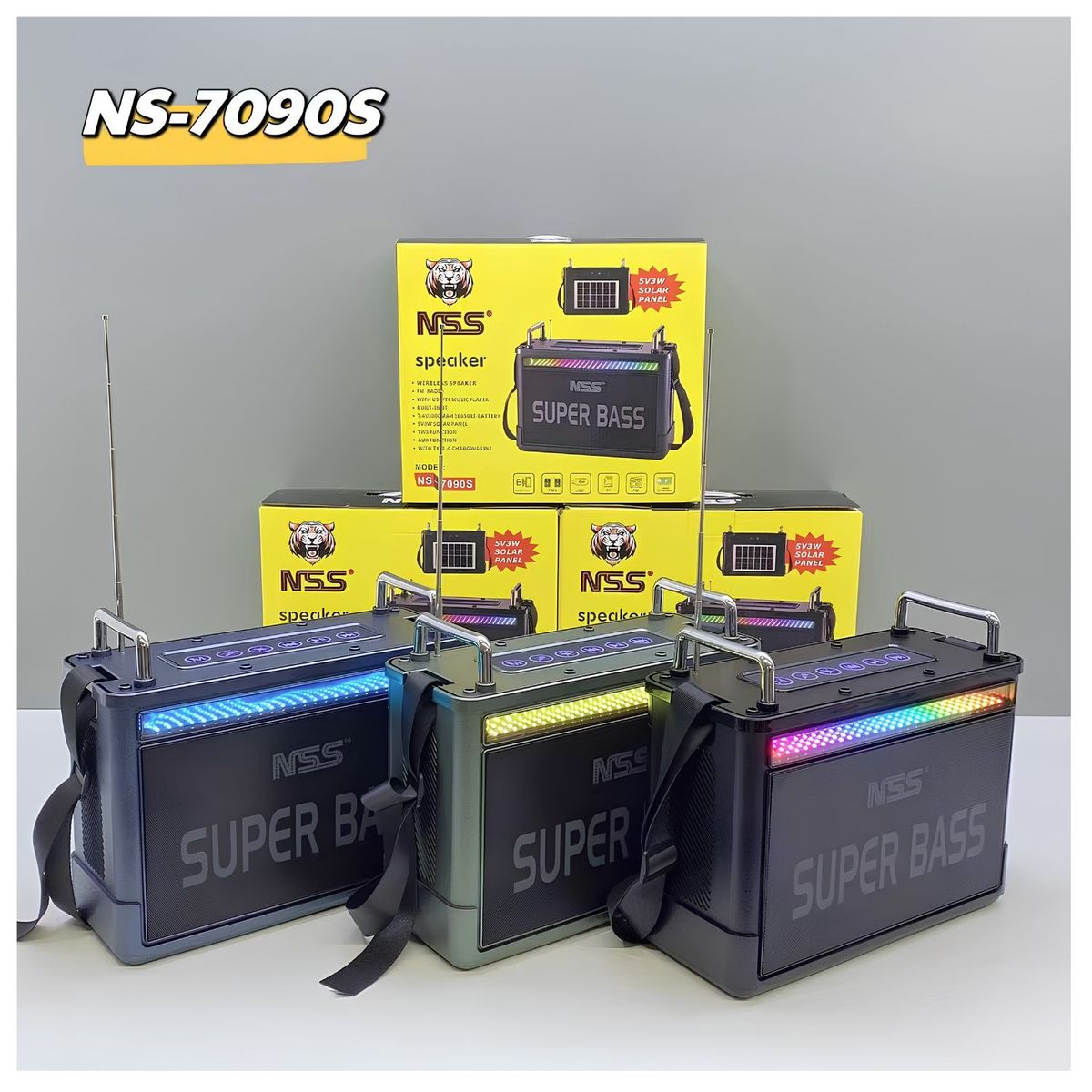 OEM - Parlante Portátil NSS NS-7090S Super Bass Bluetooth FM USB TF con Panel