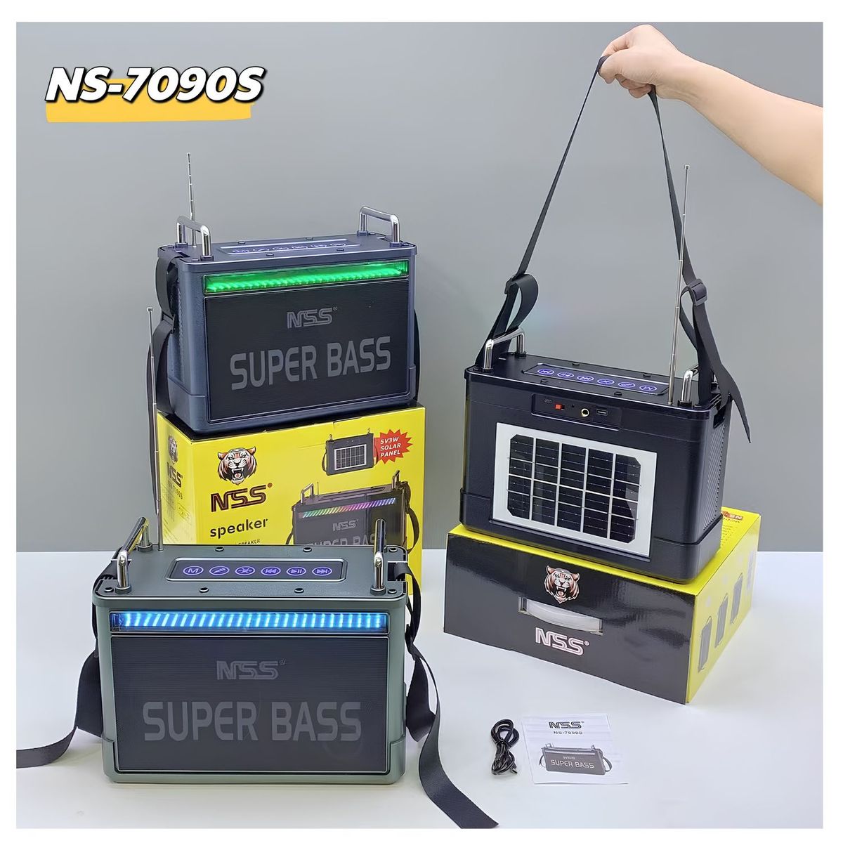 OEM - Parlante Portátil NSS NS-7090S Super Bass Bluetooth FM USB TF con Panel