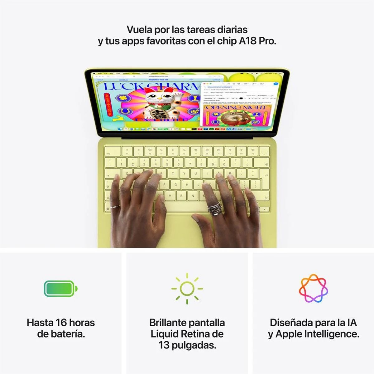 APPLE - MacBook Neo 13” A18 Pro 8GB RAM 256GB Teclado Ingles - Amarillo Cítrico