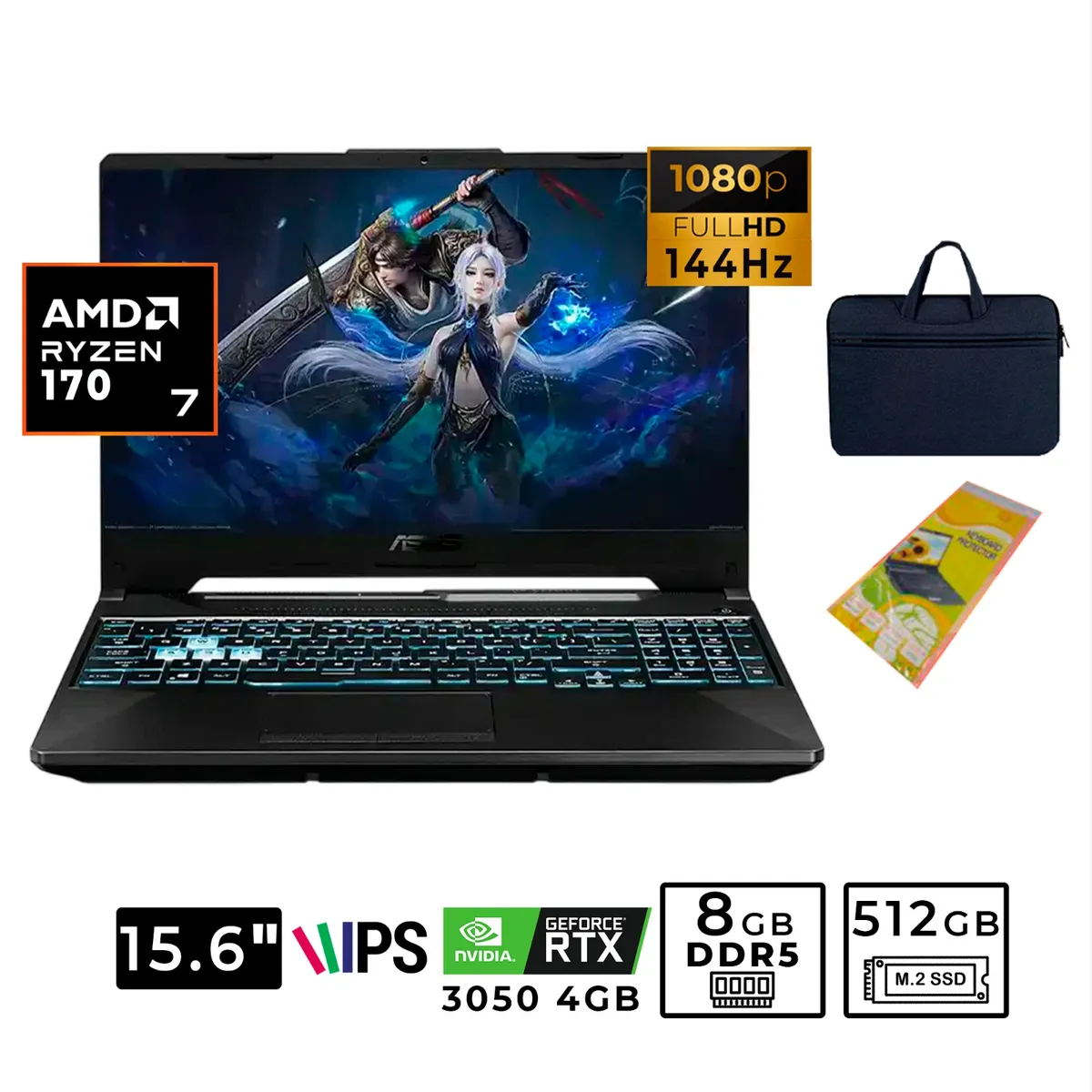 Laptop Asus Tuf Gaming A15 AMD Ryzen 7 170 RTX 3050 8Gb RAM 512 SSD FA506NCQ-HN012W 15.6, marca ASUS - Foto Principal