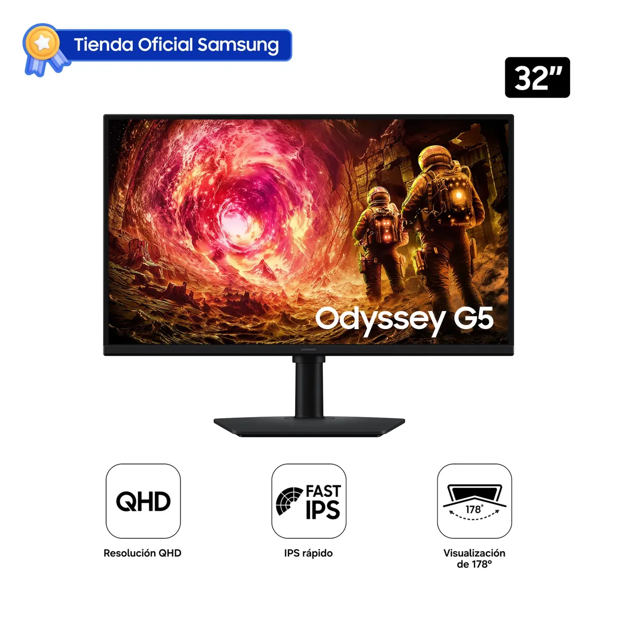 SAMSUNG - Monitor Samsung 32 Gaming Odyssey QHD Black LS32FG500ELXPE