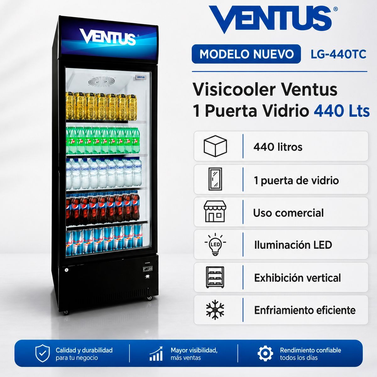 Ventus - Visicooler Ventus 1 Puerta Vidrio 440lts LG-440TC