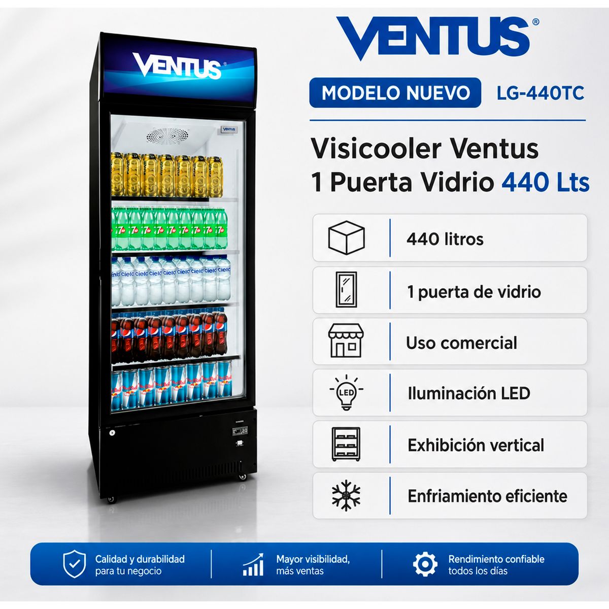Ventus - Visicooler Ventus 1 Puerta Vidrio 440lts LG-440TC