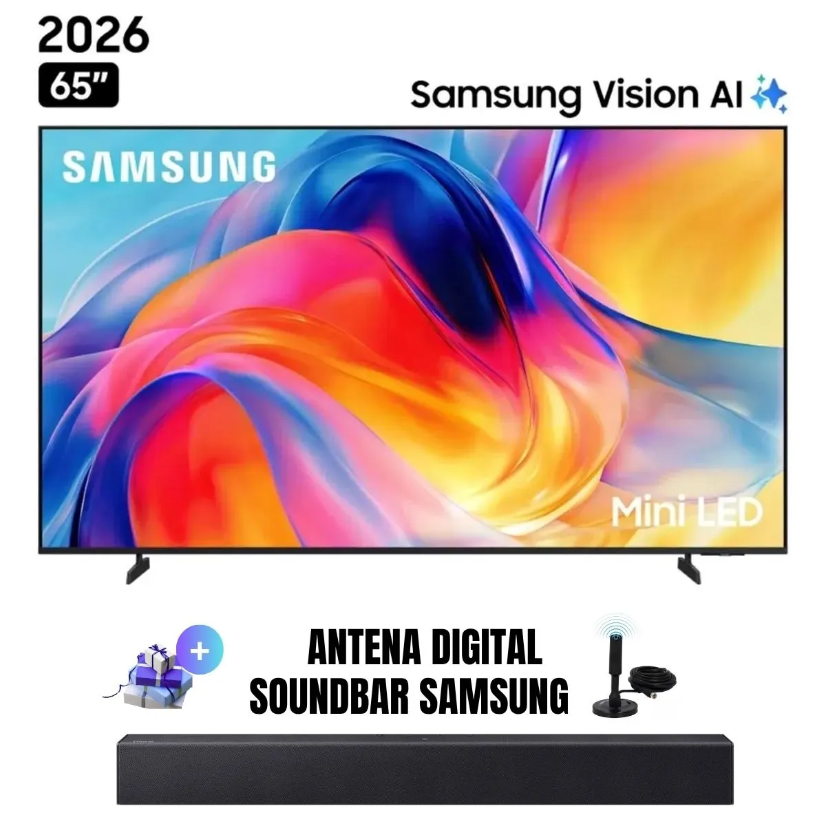 SAMSUNG - Televisor Samsung 65'' Mini LED M70H UHD 4K Tizen UN65M70HAGXPE 2026 + Ant + Soundbar Samsung