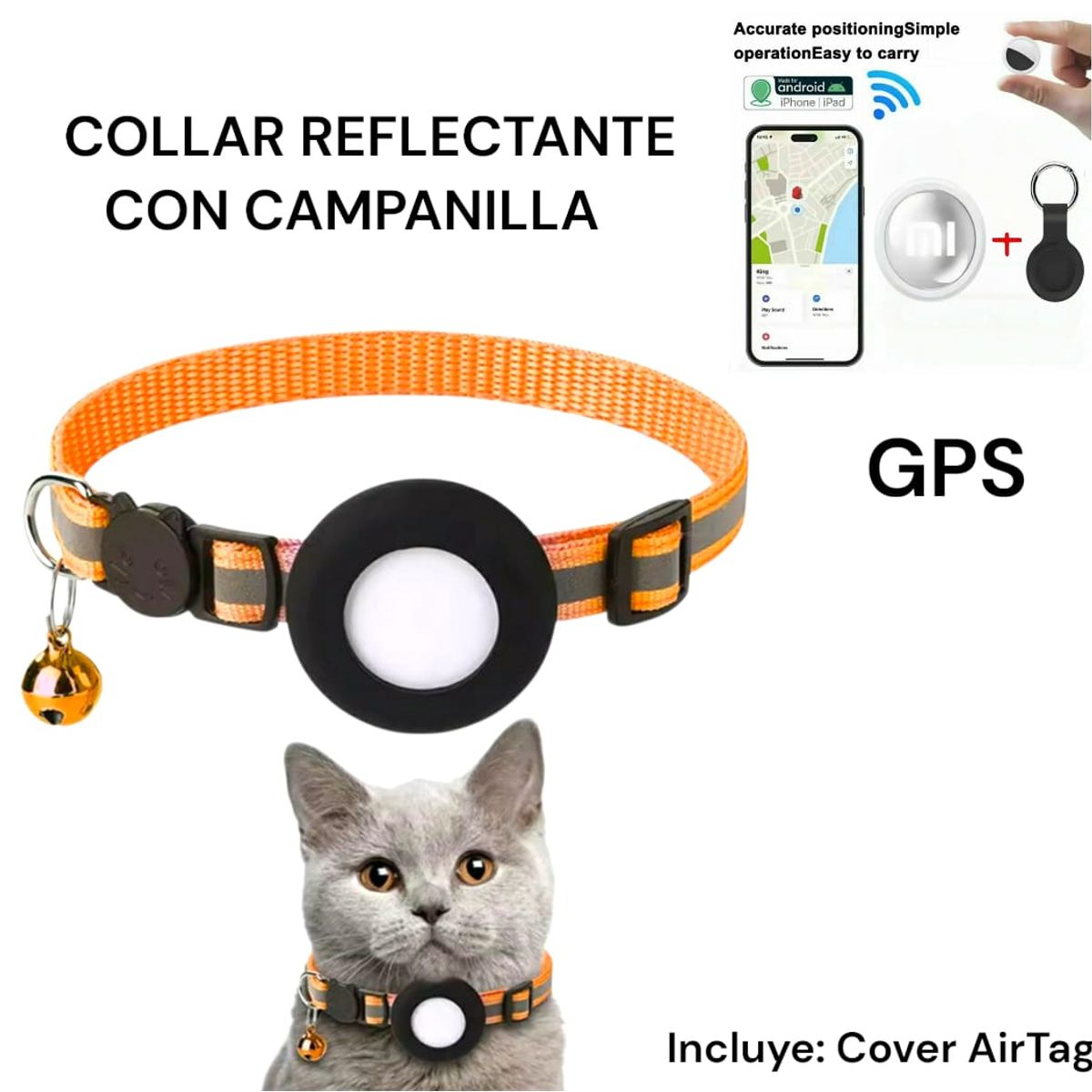 GENERICO - COLLAR REFLECTANTE PARA AIRTAG MAS GPS PARA MASCOTAS