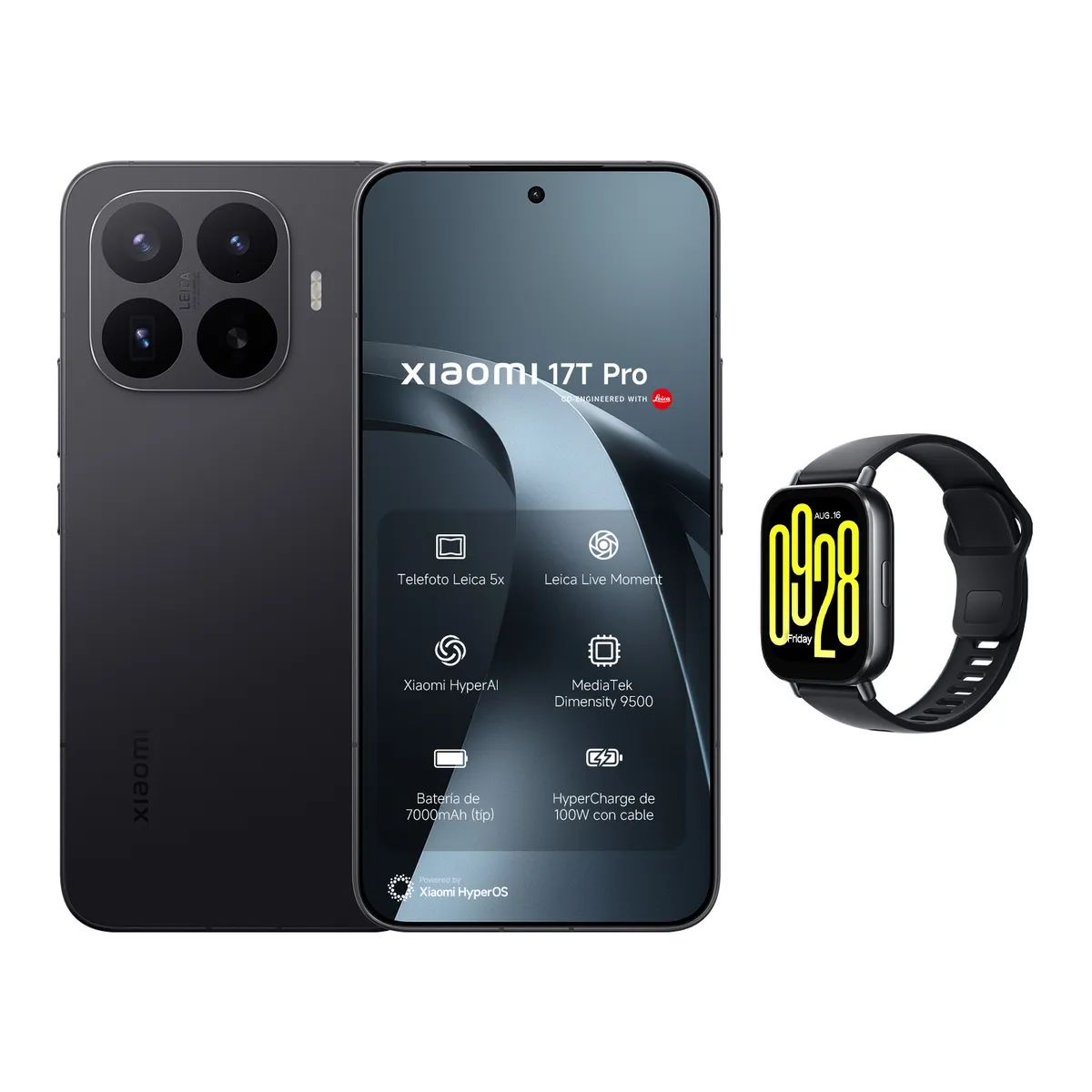 XIAOMI - XIAOMI 17T PRO 12GB +512GB NEGRO . WATCH 5 LITE NEGRO