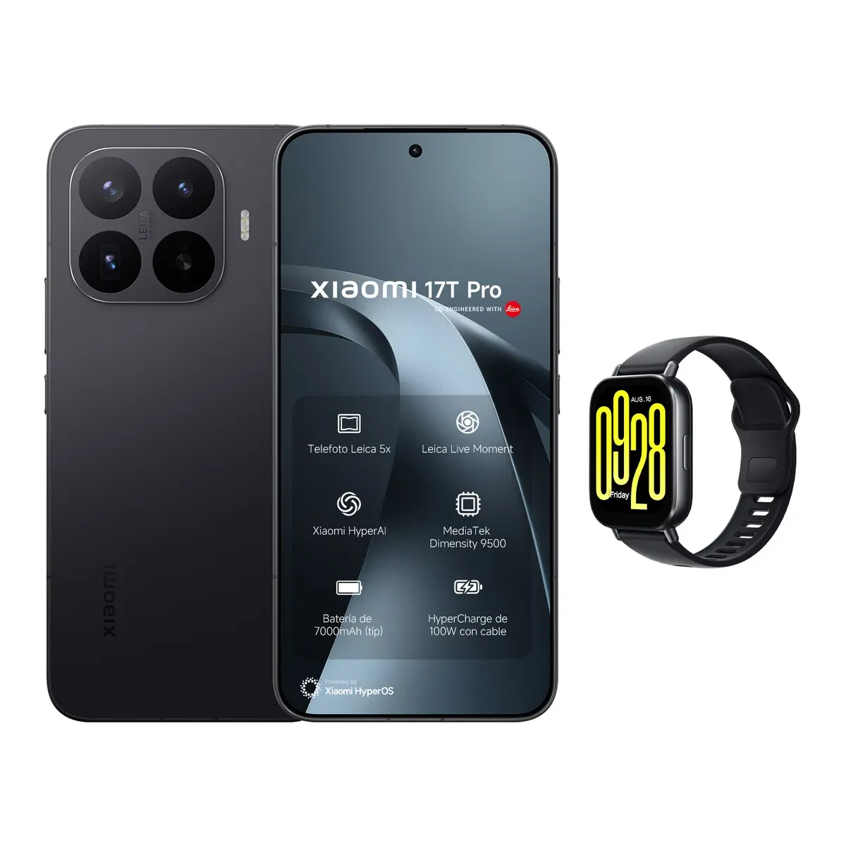 XIAOMI - XIAOMI 17T PRO 12GB +512GB NEGRO . WATCH 5 LITE NEGRO