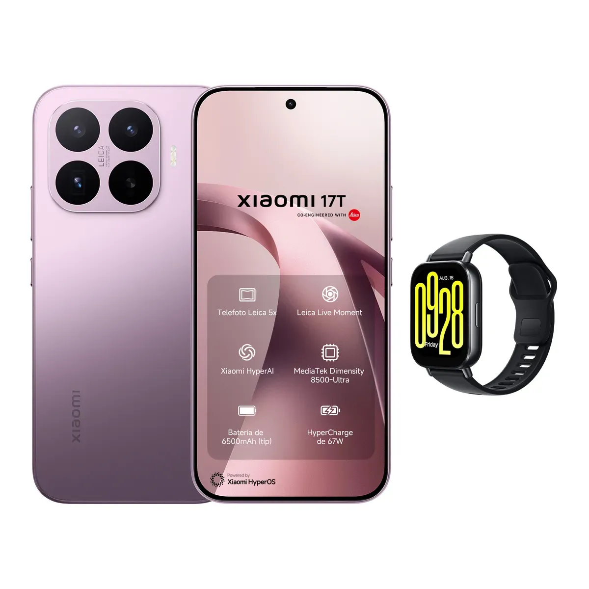 XIAOMI - XIAOMI  17T 5G 12GB  512GB MORADO + WATCH 5 LITE DORADO