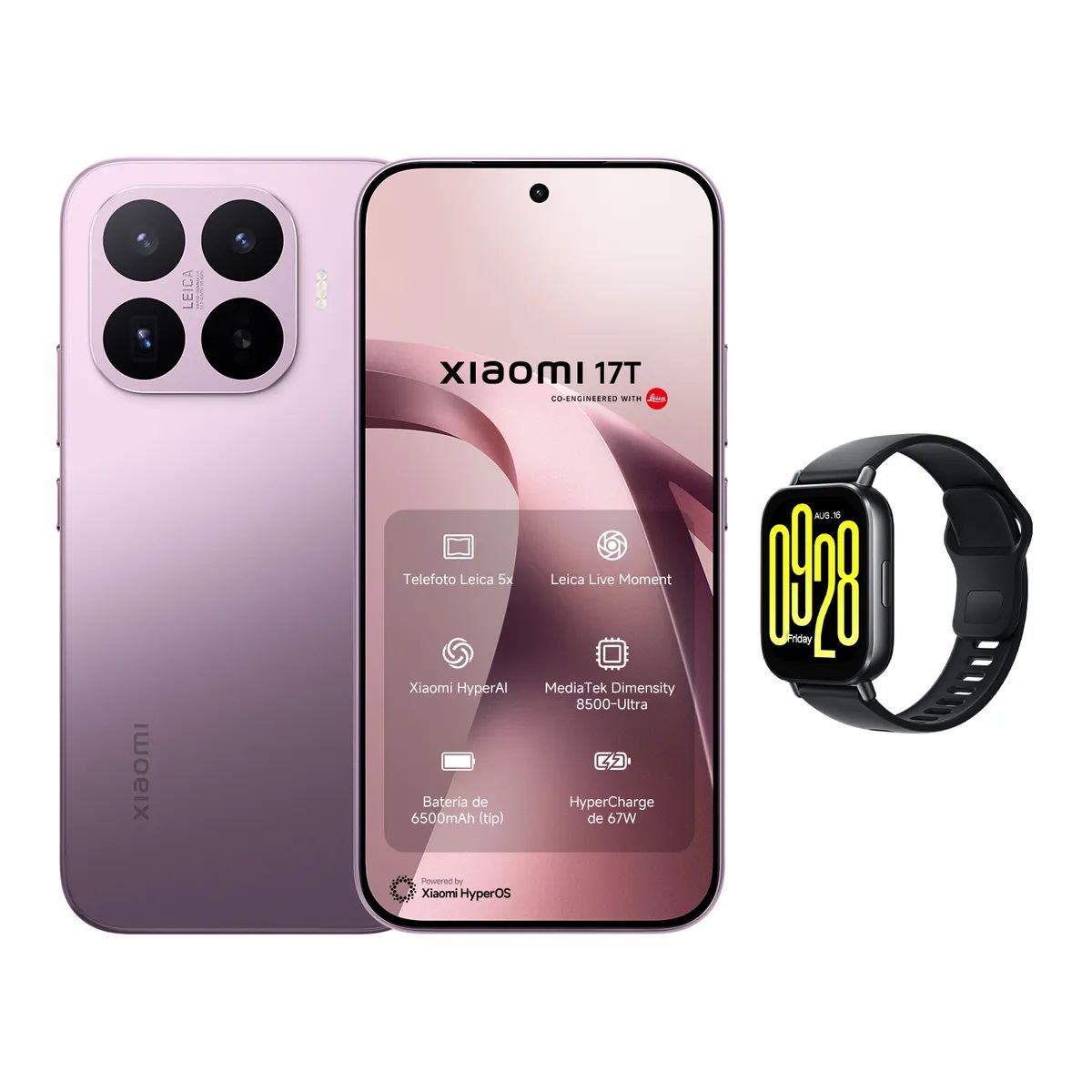 XIAOMI - XIAOMI  17T 5G 12GB  512GB MORADO + WATCH 5 LITE DORADO