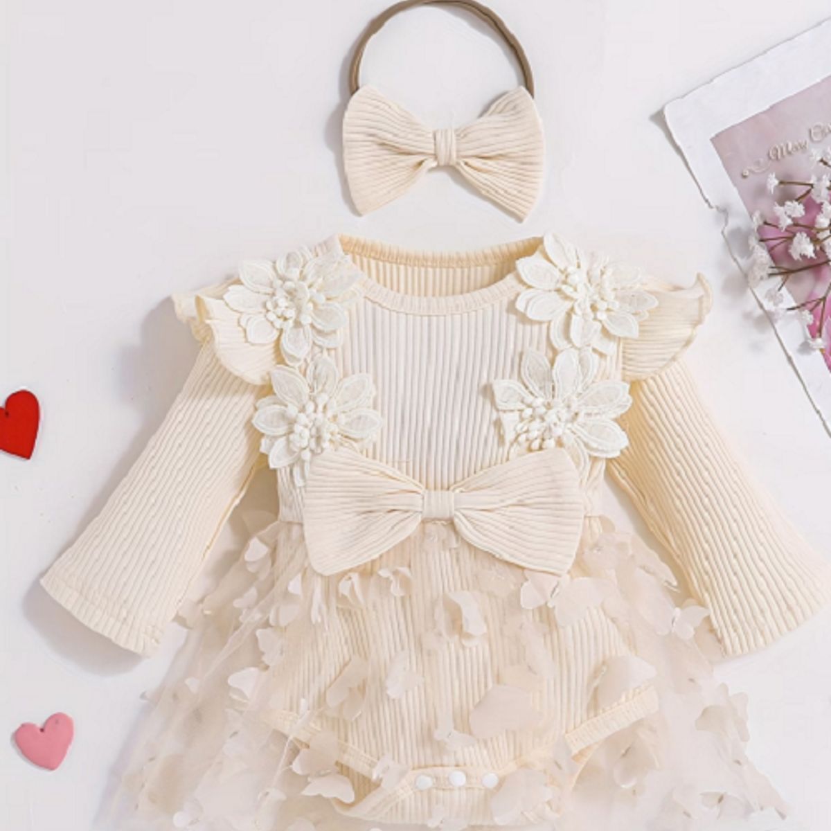 GENERICO - Vestido body mariposas para bebés crema