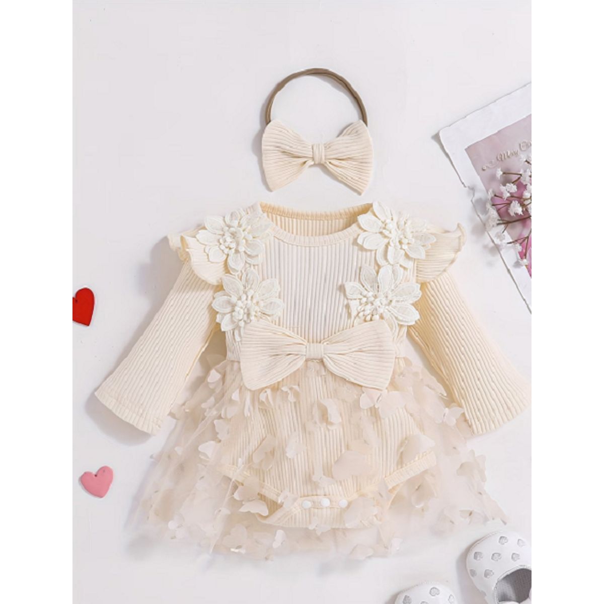 GENERICO - Vestido body mariposas para bebés crema