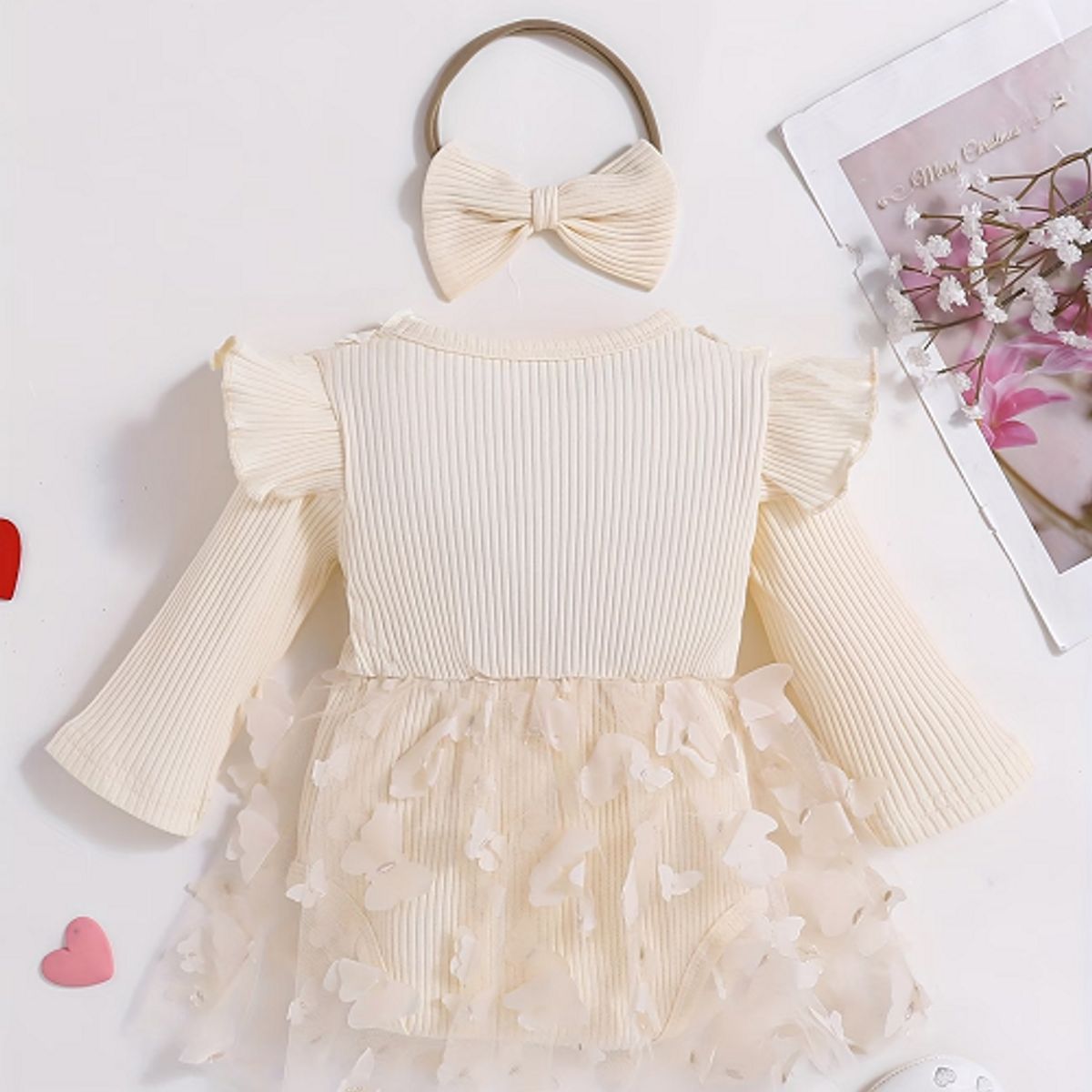 GENERICO - Vestido body mariposas para bebés crema