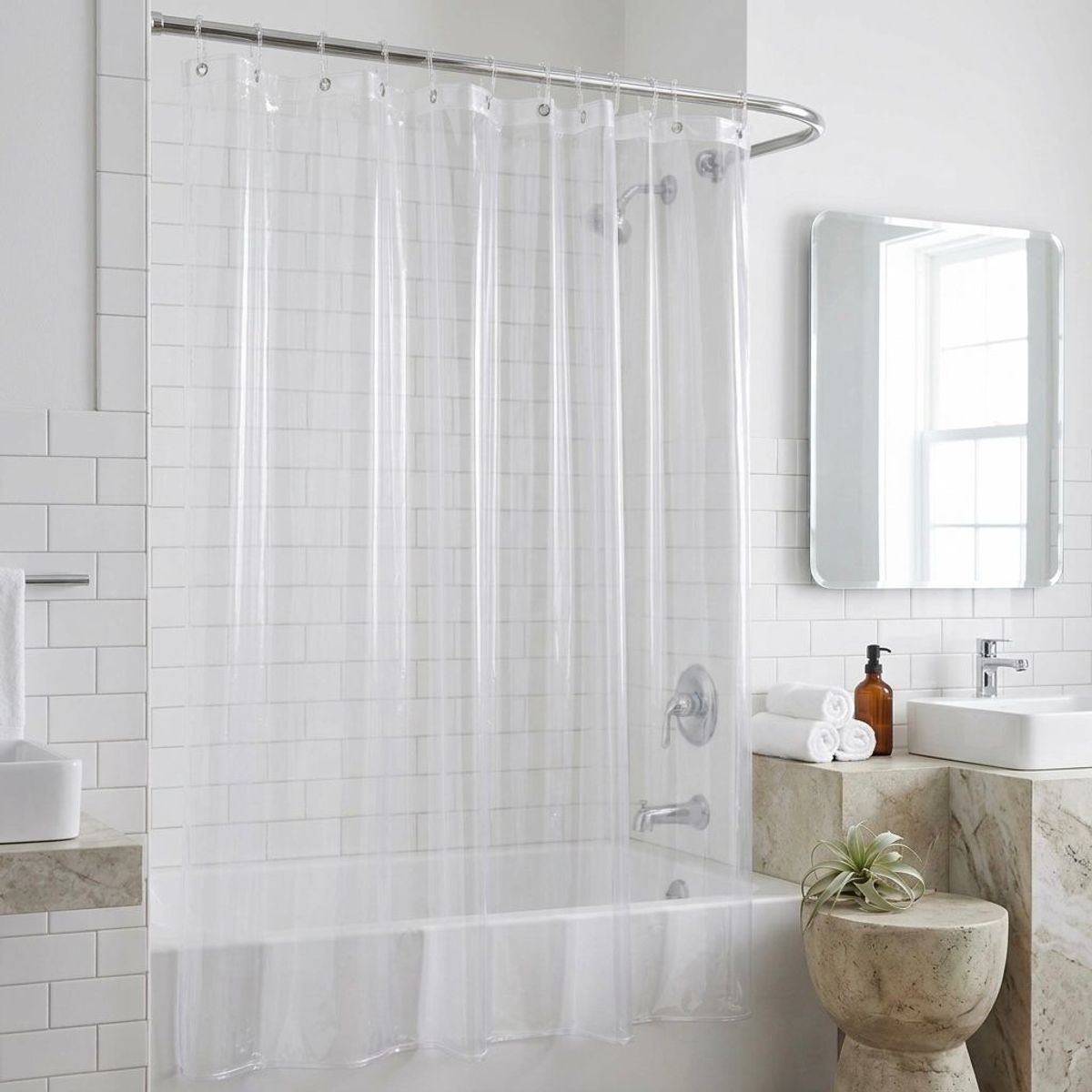 GENERICO - CORTINA DE BAÑO TRANSPARENTE 180X180