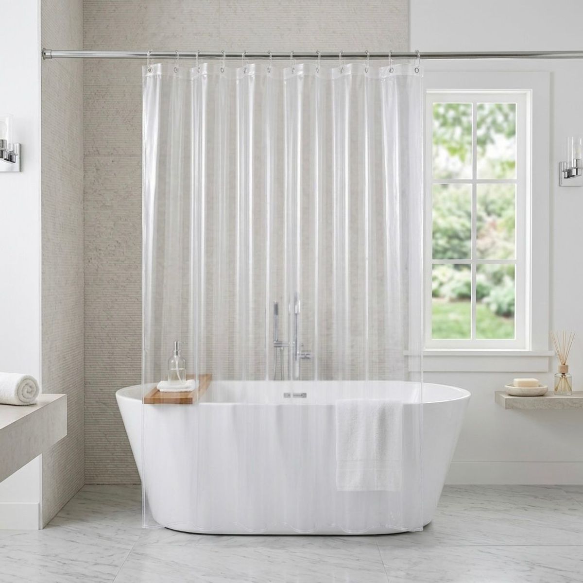 GENERICO - CORTINA DE BAÑO TRANSPARENTE 180X180