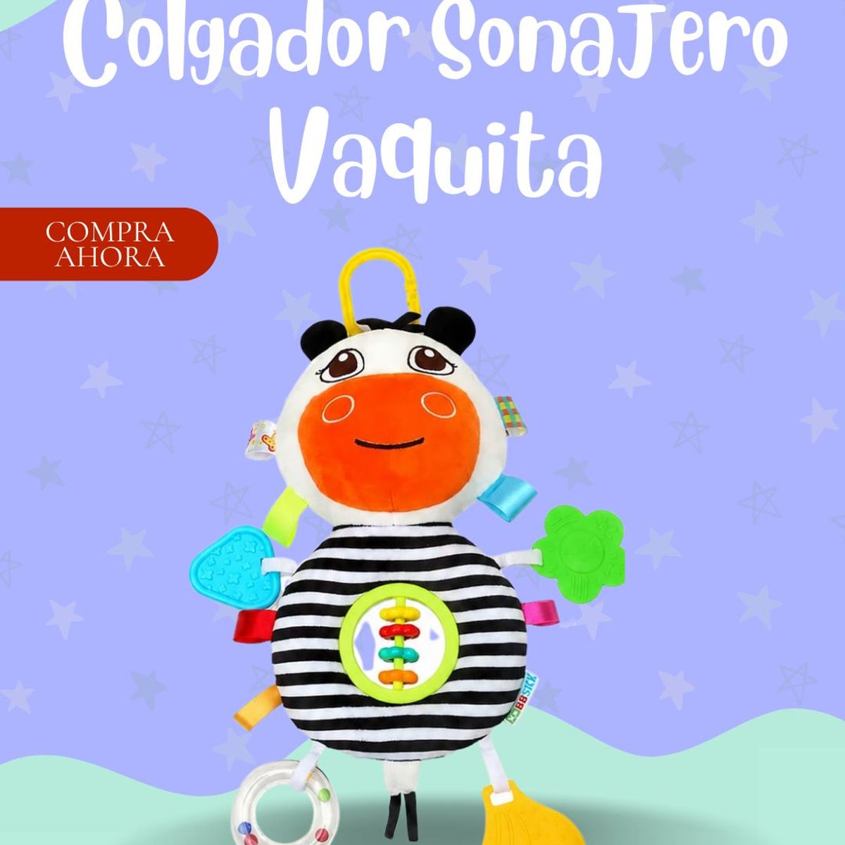 Baby - Juego colgante didactico modelo "VAQUITA"  para bebé - PREMIUM