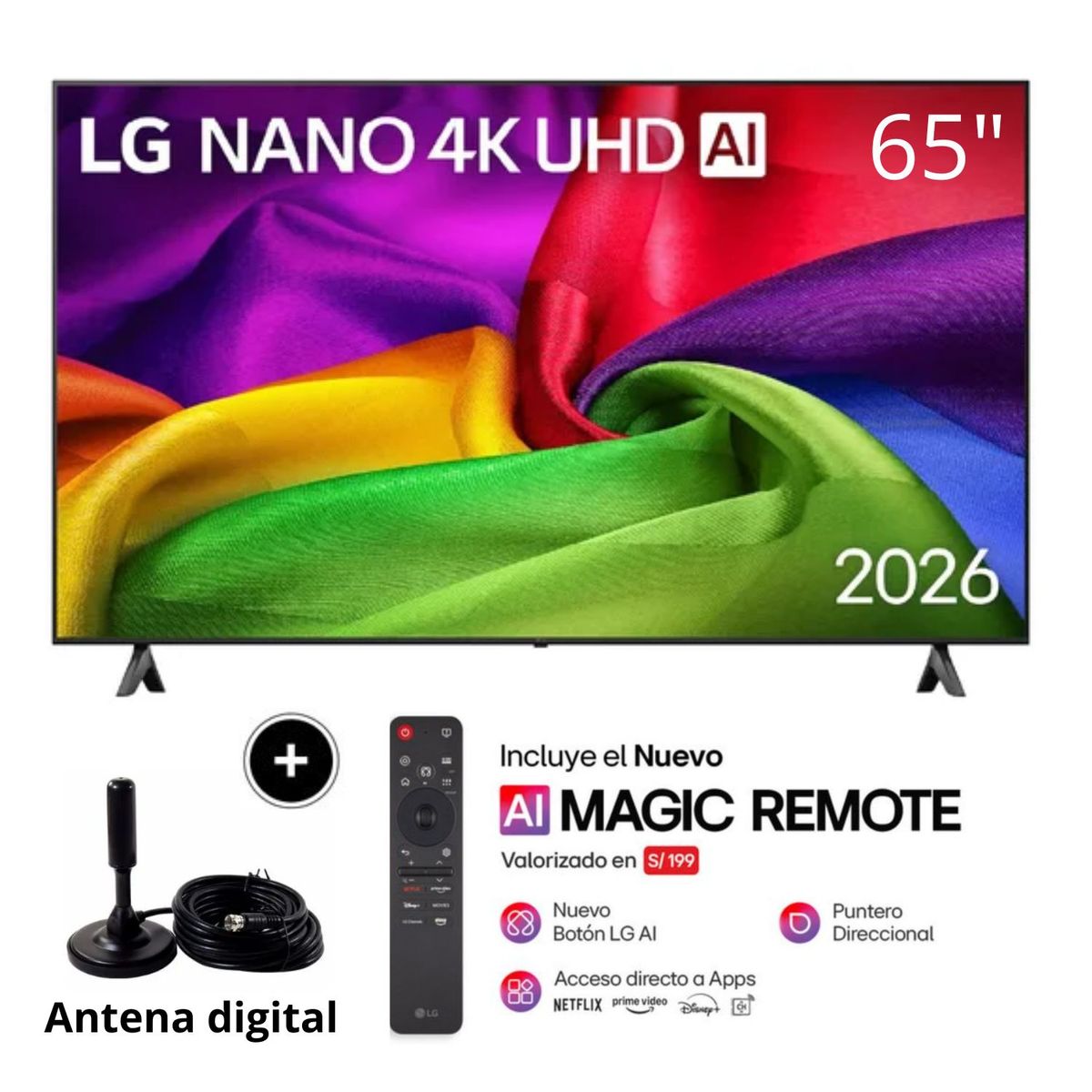 Televisor LG 65" NANO 4K UHD AI Smart TV 65NU800BPSB - 2026, marca LG - Foto Principal