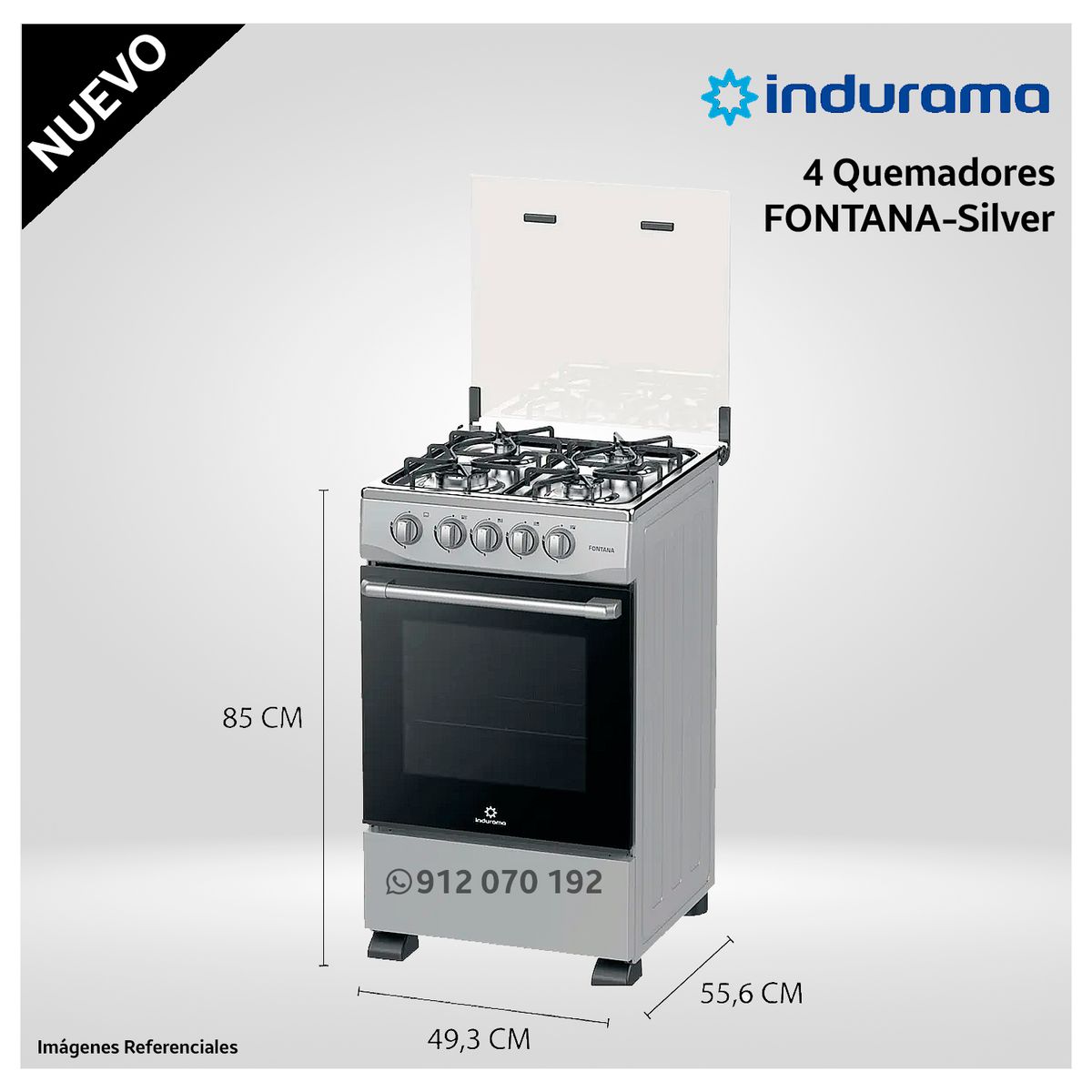 INDURAMA - Cocina Indurama de 4 Hornillas Fontana - Modelo Nuevo