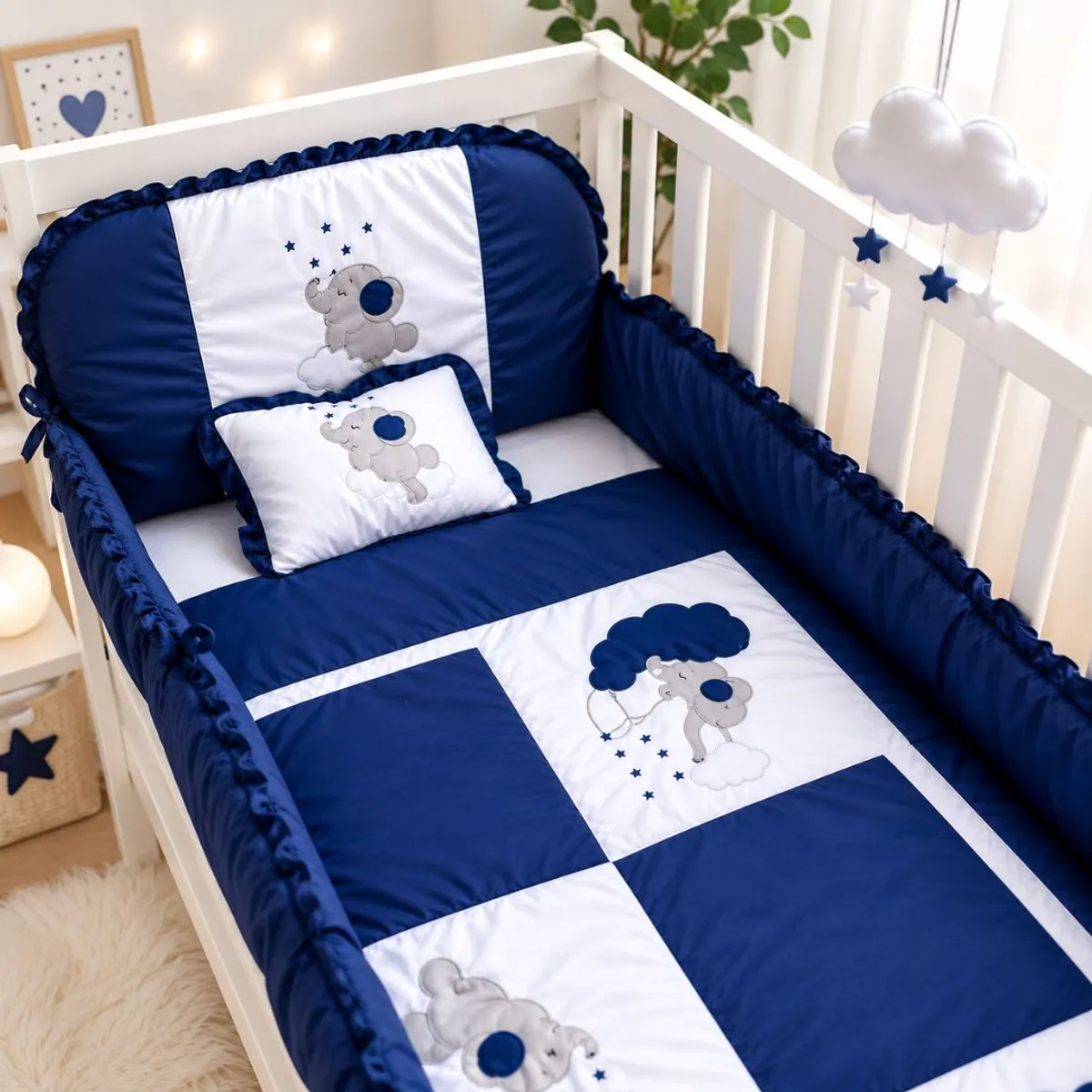GENERICO - Set de Cuna para Bebé 5 Piezas – Suave color Azul