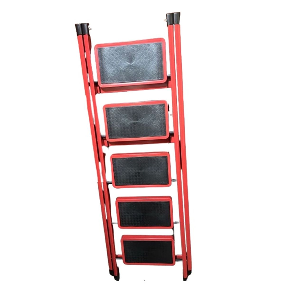 GENERICO - Escalera Tijera Plegable Metálica 5 Peldaños Antideslizante Roja