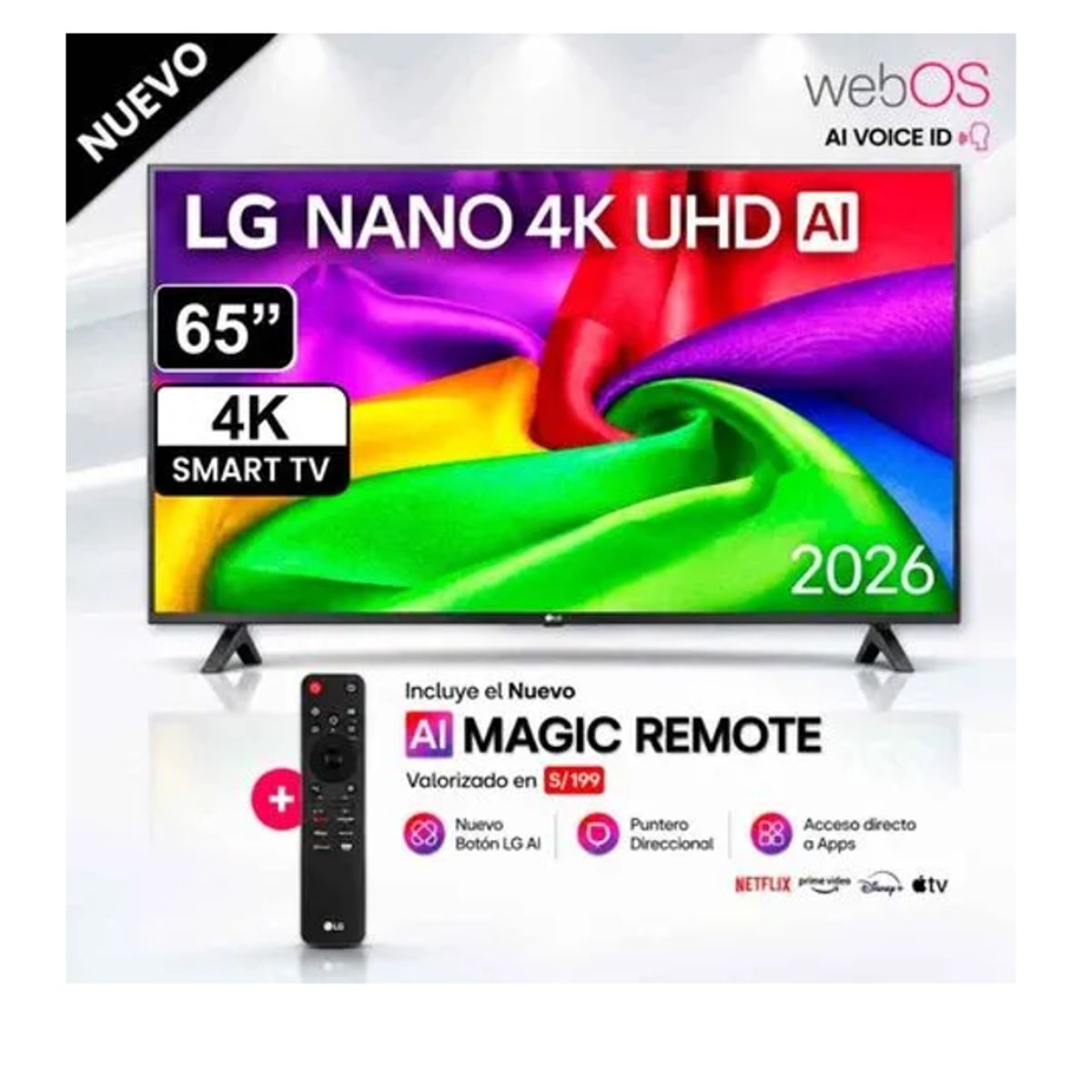 LG - Televisor LG 65 Pulg Nano 4K UHD AI Smart TV 65NU800BPSB 2026