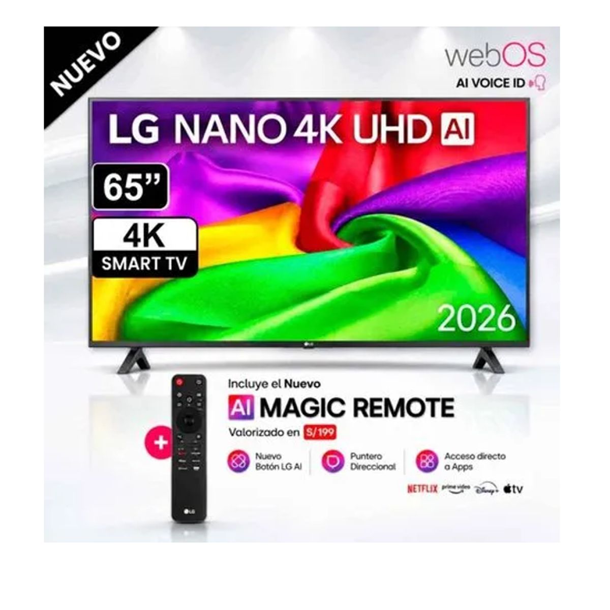 LG - Televisor LG 65 Pulg Nano 4K UHD AI Smart TV 65NU800BPSB 2026