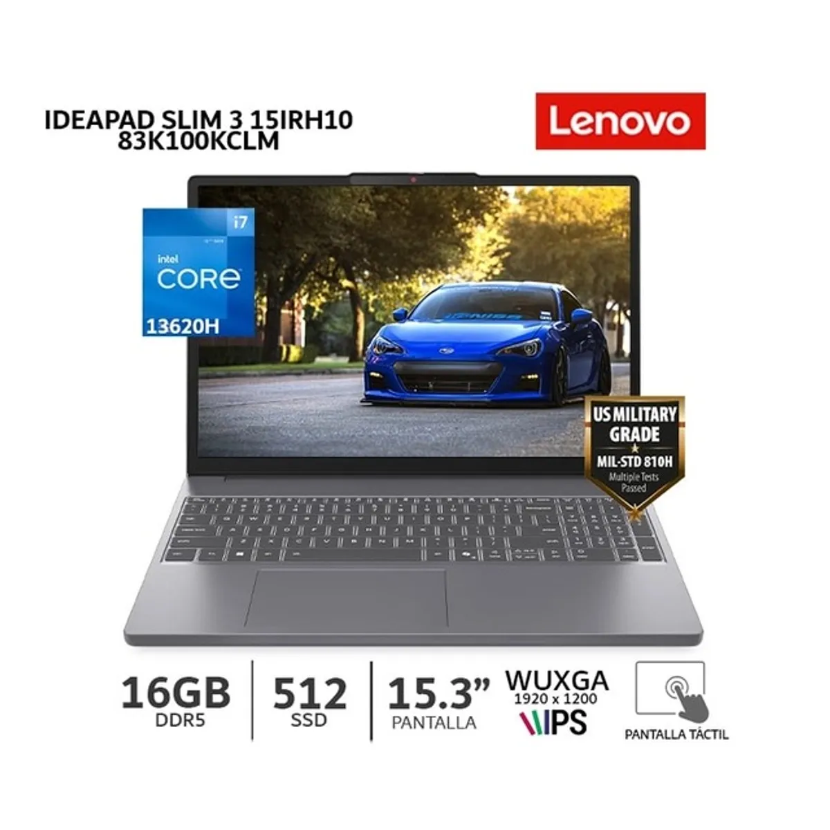 LENOVO - LAPTOP LENOVO IDEAPAD SLIM 3 15IRH10 INTEL CORE I7-13620H 16GB 512GB SSD 15.3 WUXGA TACTIL