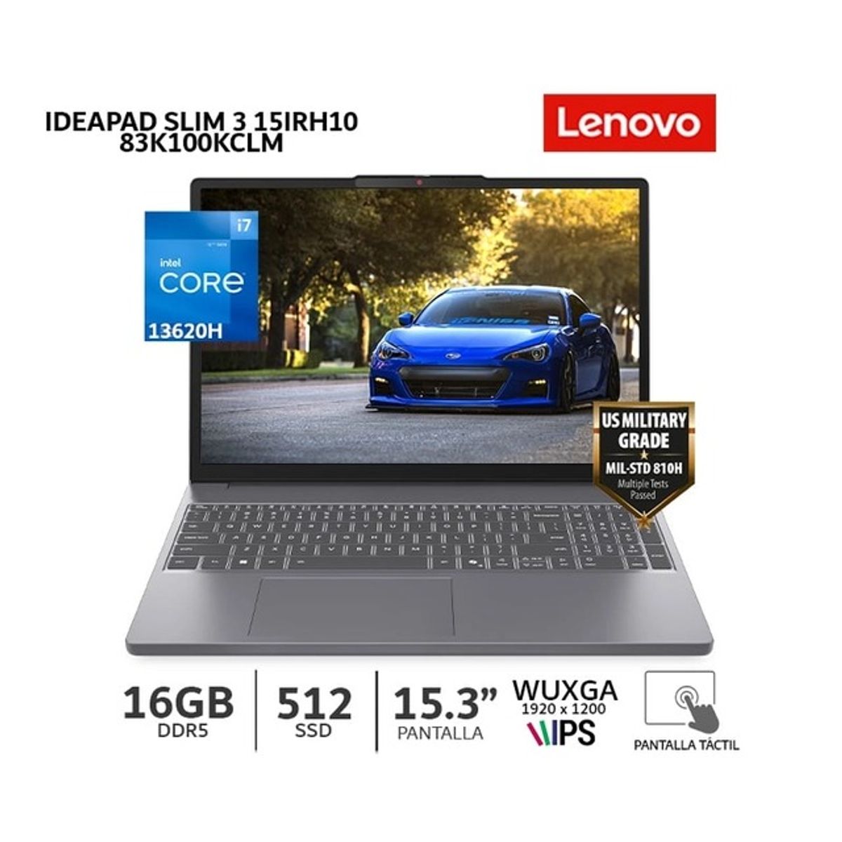 LENOVO - LAPTOP LENOVO IDEAPAD SLIM 3 15IRH10 INTEL CORE I7-13620H 16GB 512GB SSD 15.3 WUXGA TACTIL