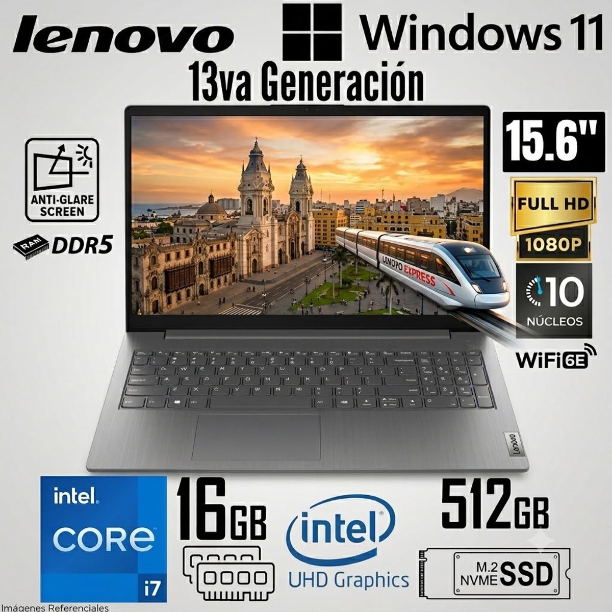 LENOVO - Laptop Lenovo V15 G5 IRL Intel Core i7-13620H RAM 16GB SSD 512GB 15.6" FHD Win 11 83GW005HLD
