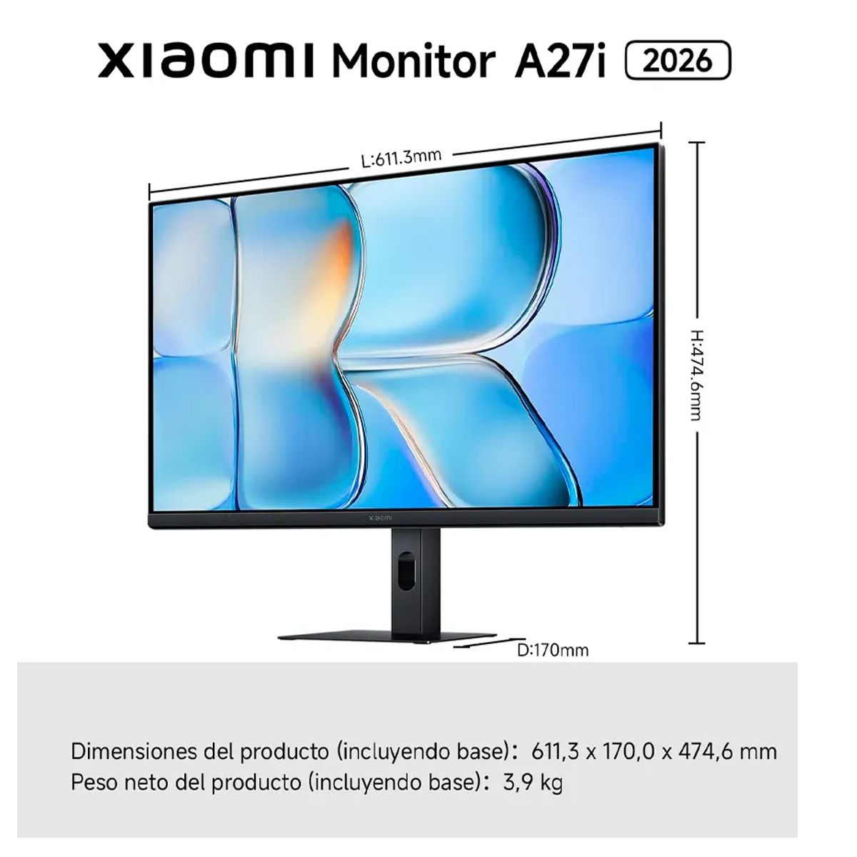 Monitor Xiaomi A27i 2026 27'' FHD IPS LED 144Hz 6ms, marca XIAOMI - Foto 2