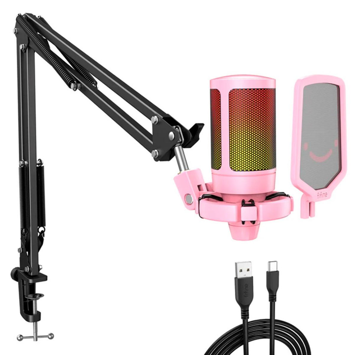 FIFINE - Micrófono Fifine A6T PINK Soporte de brazo