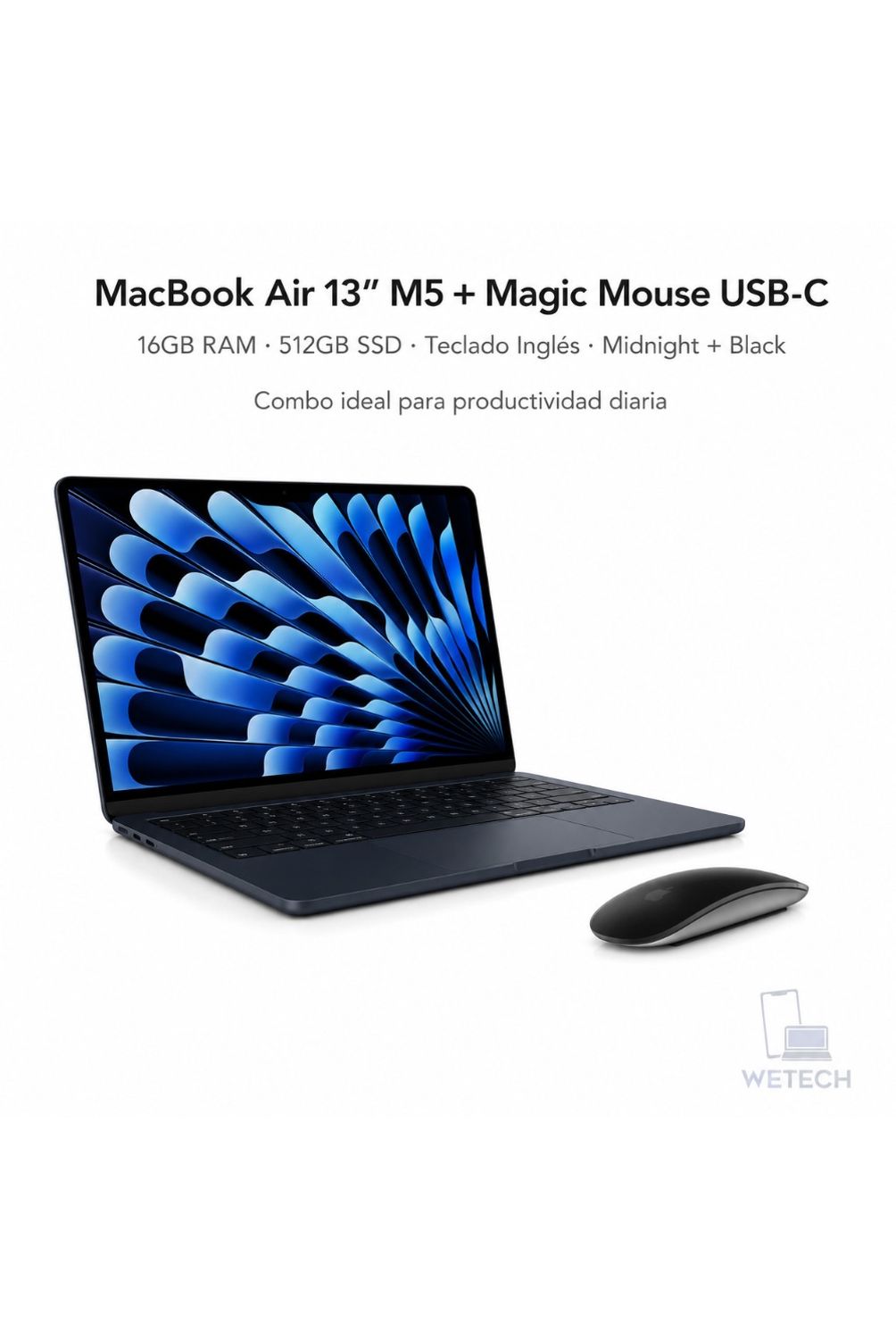 MACBOOK AIR 13 M5 16GB RAM 512GB SSD TECLADO INGLES - MIDNIGHT +