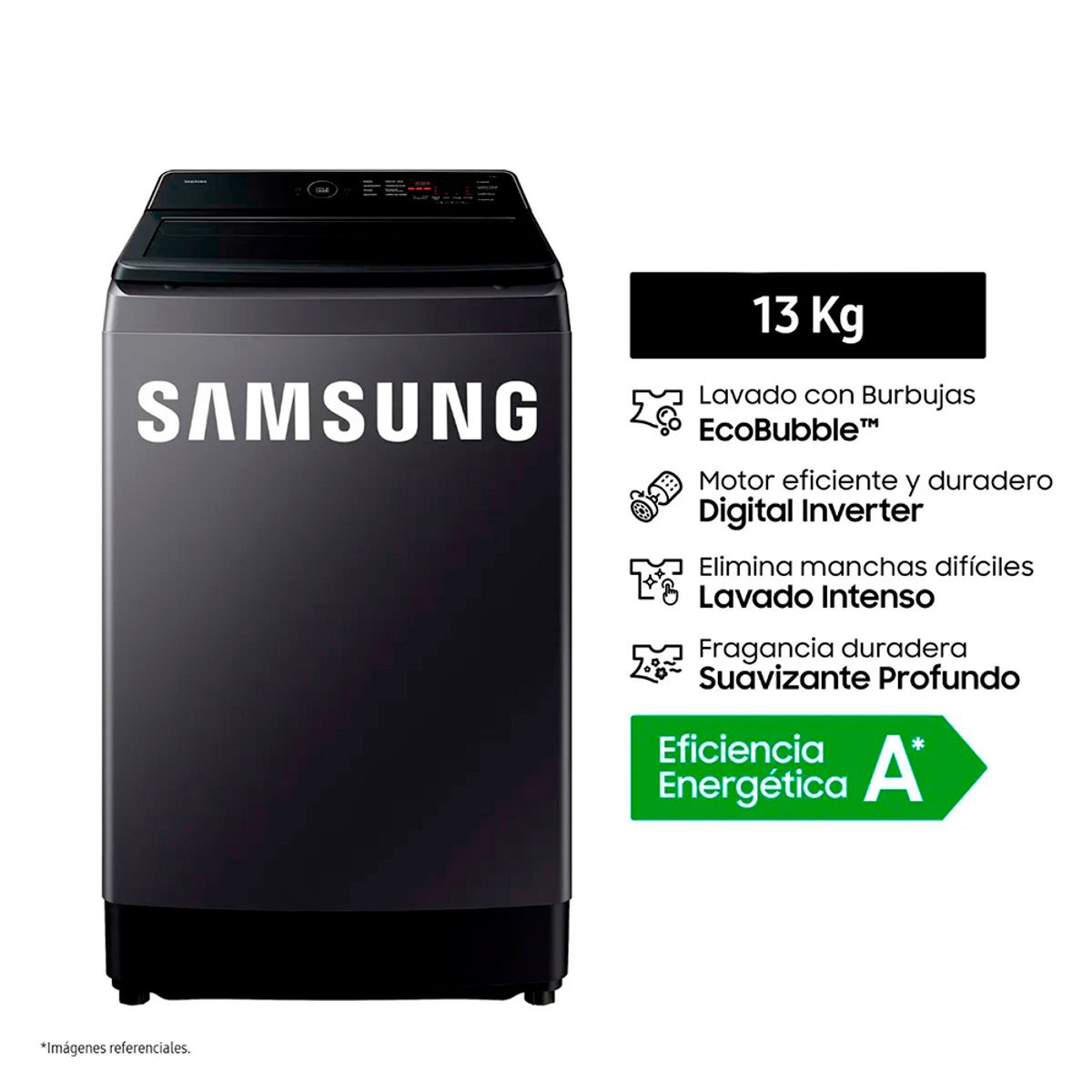 SAMSUNG - Lavadora Automática Samsung Carga Superior 13KG WA40F13E4C - Gris