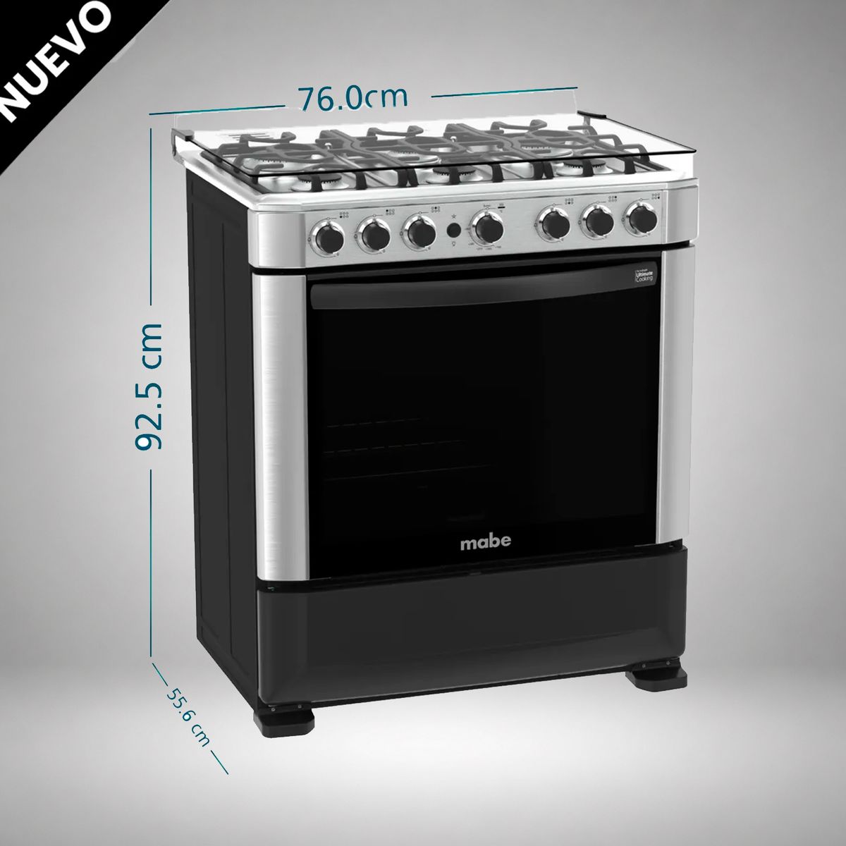 Mabe - CMP7625FX0 - Cocina De Pie 1 Horno Vidrio Negro 6 Quemadores Inox 76Cm Mabe