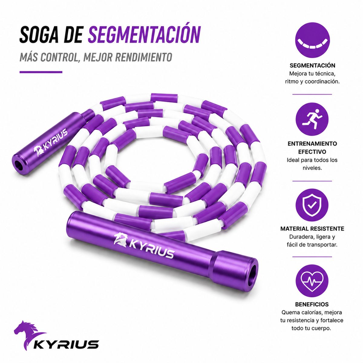 NO LOGO - SOGA DE SEGMENTACION COLOR BLANCO CON LILA DE 3 MT