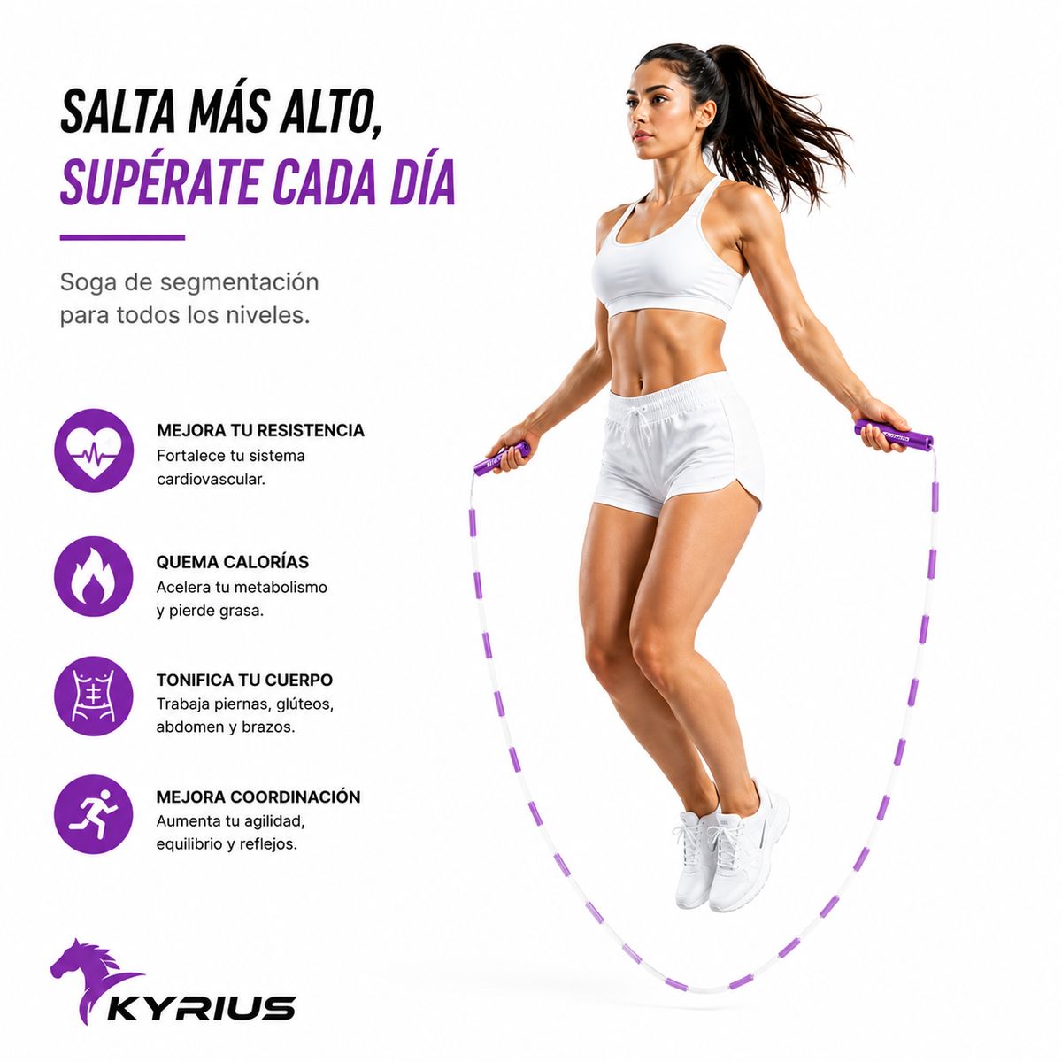 NO LOGO - SOGA DE SEGMENTACION COLOR BLANCO CON LILA DE 3 MT