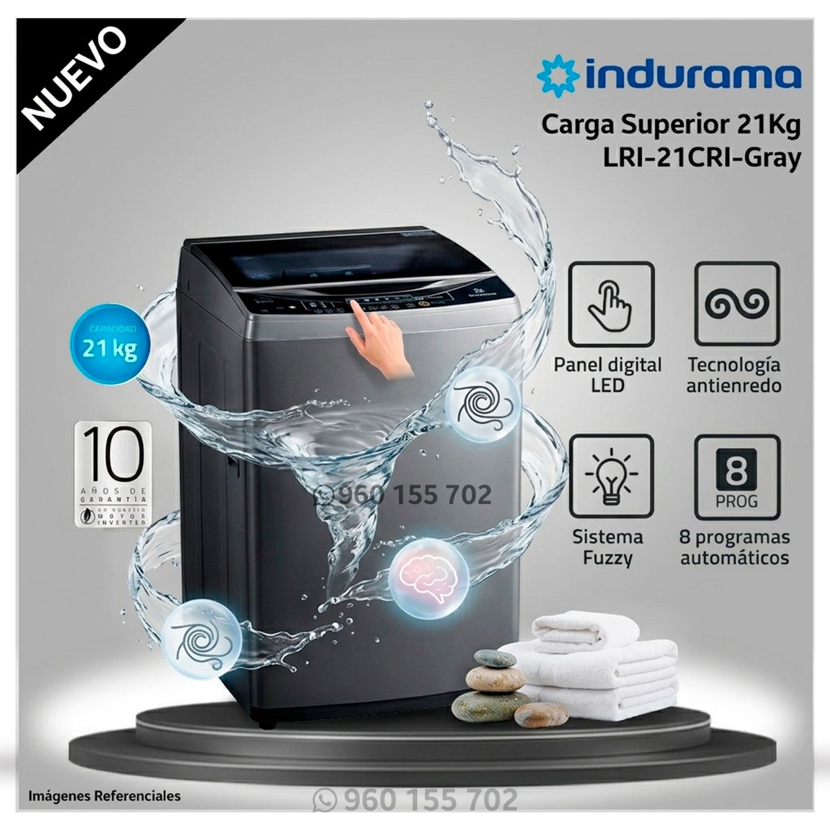 Lavadora 21 Kg Indurama Carga Superior LRI-21CRI - Modelo Nuevo ...