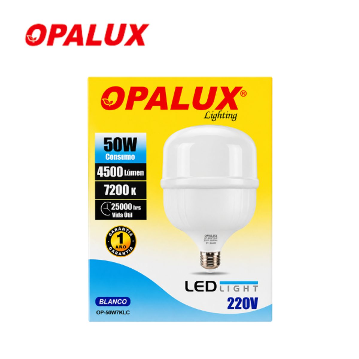 OPALUX - Foco Botella LED Opalux 50W Luz Blanca E27 - Pack de 5 unds