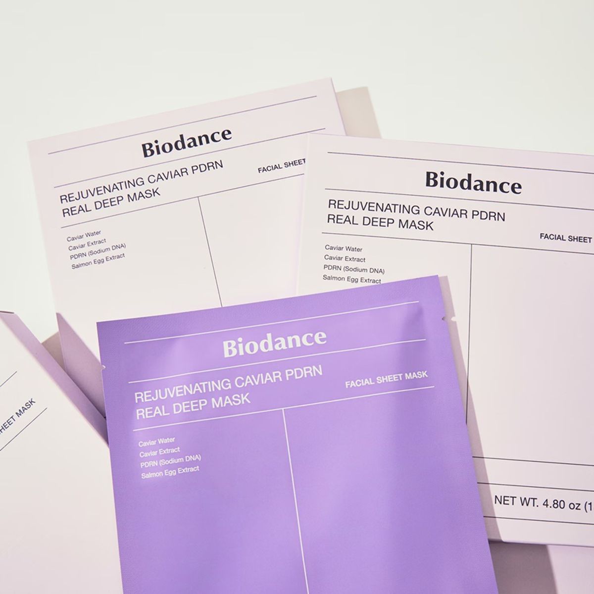 BIODANCE - 04 Mascarillas Faciales Rejuvenecedora de Caviar PDRN Coreana 34g x 4 Uds - Biodance