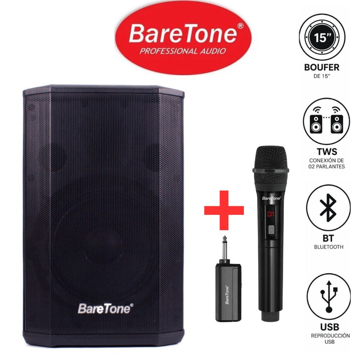 BARETONE - Promo Parlante profesional Baretone MAX-B8 con 02 Microfonos