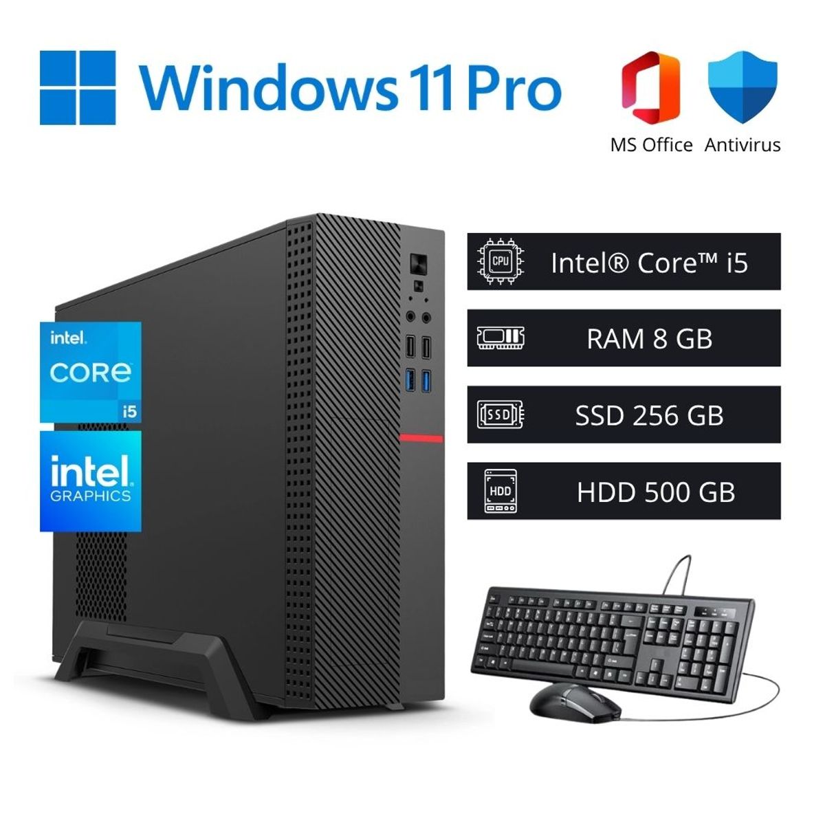 INTEL - Computadora PC Intel Core i5 3,50 GHz 8GB RAM 256GB SSD 500GB HDD