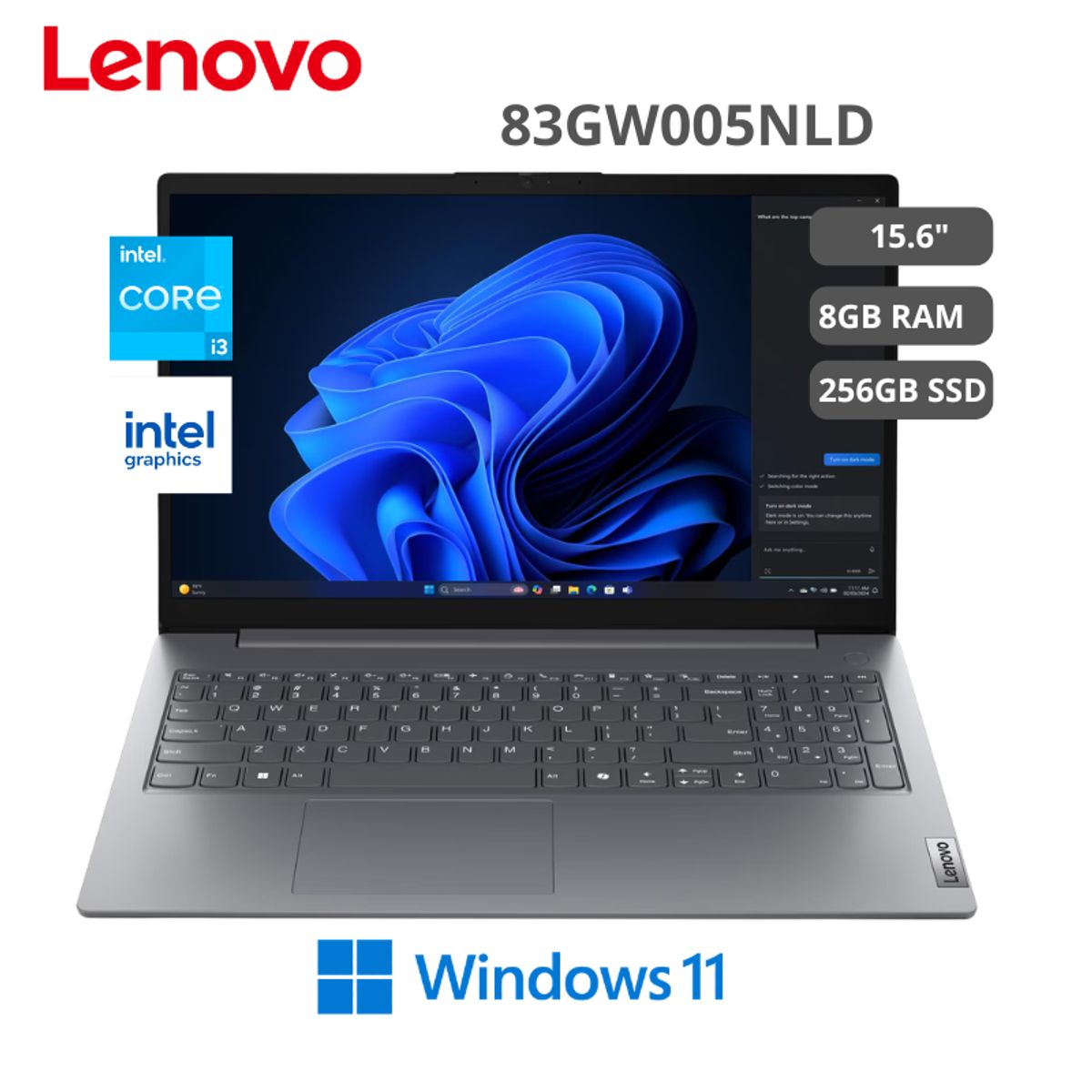 LENOVO - Laptop Lenovo V15 G5 IRL Intel Core i3-1315U 8Gb Ram 256Gb SSD 156 FHD Win11 Pro - 83GW005NLD